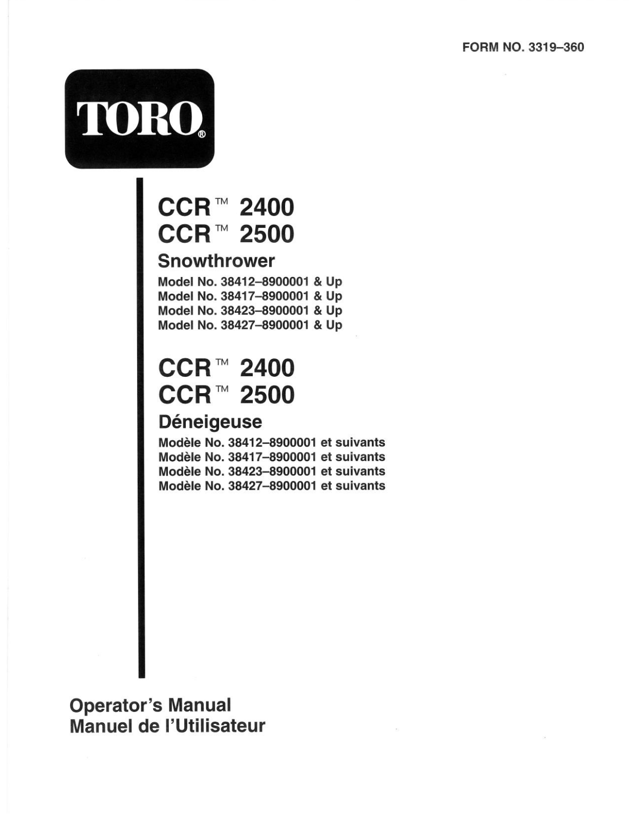 Toro 38412, 38417, 38423, 38427 Operator's Manual