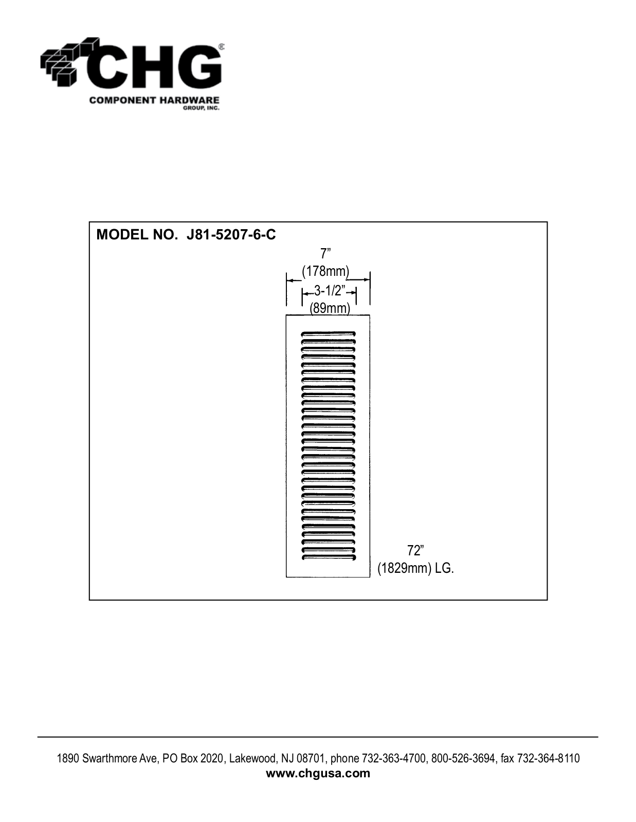 Component Hardware J81-5207-6-C User Manual