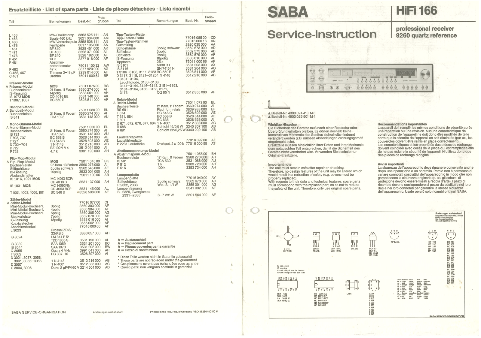 Saba 9260 Service manual