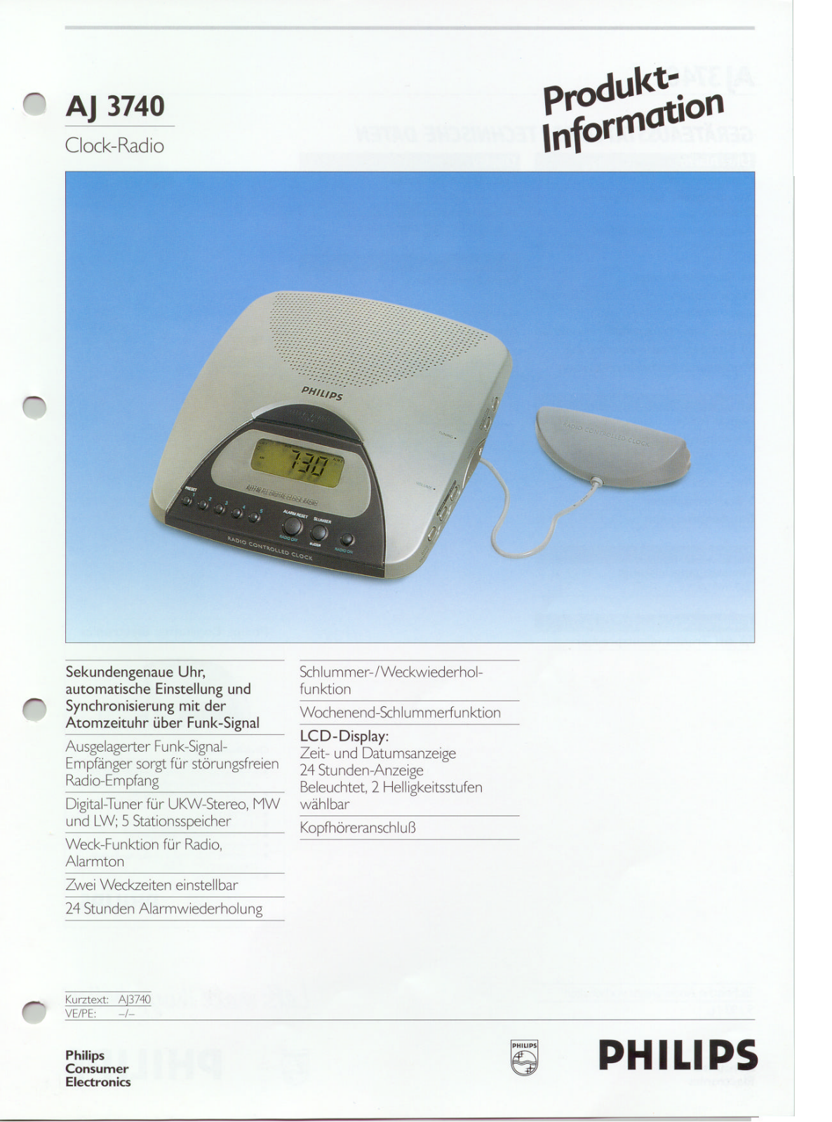 Philips AJ3740, AJ3740-00 User Manual