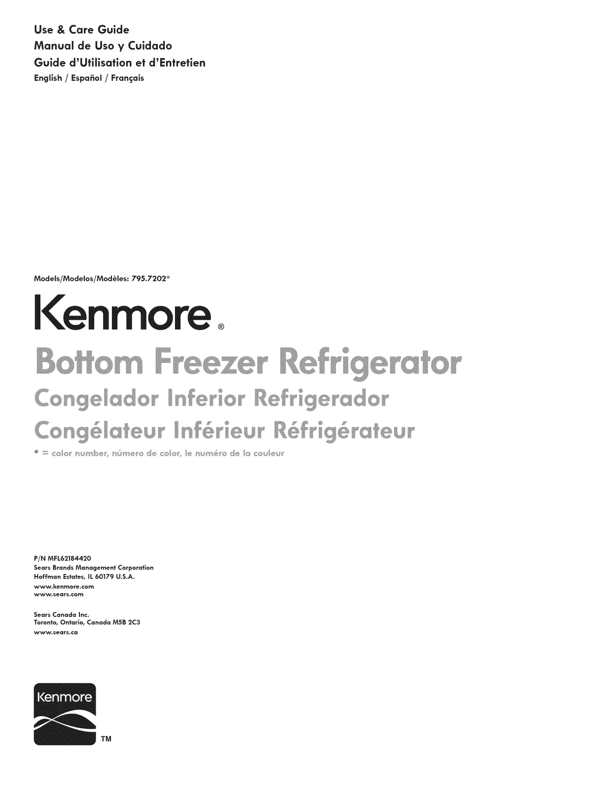 Kenmore 79572022110, 79572023110, 79572029110 Owner’s Manual