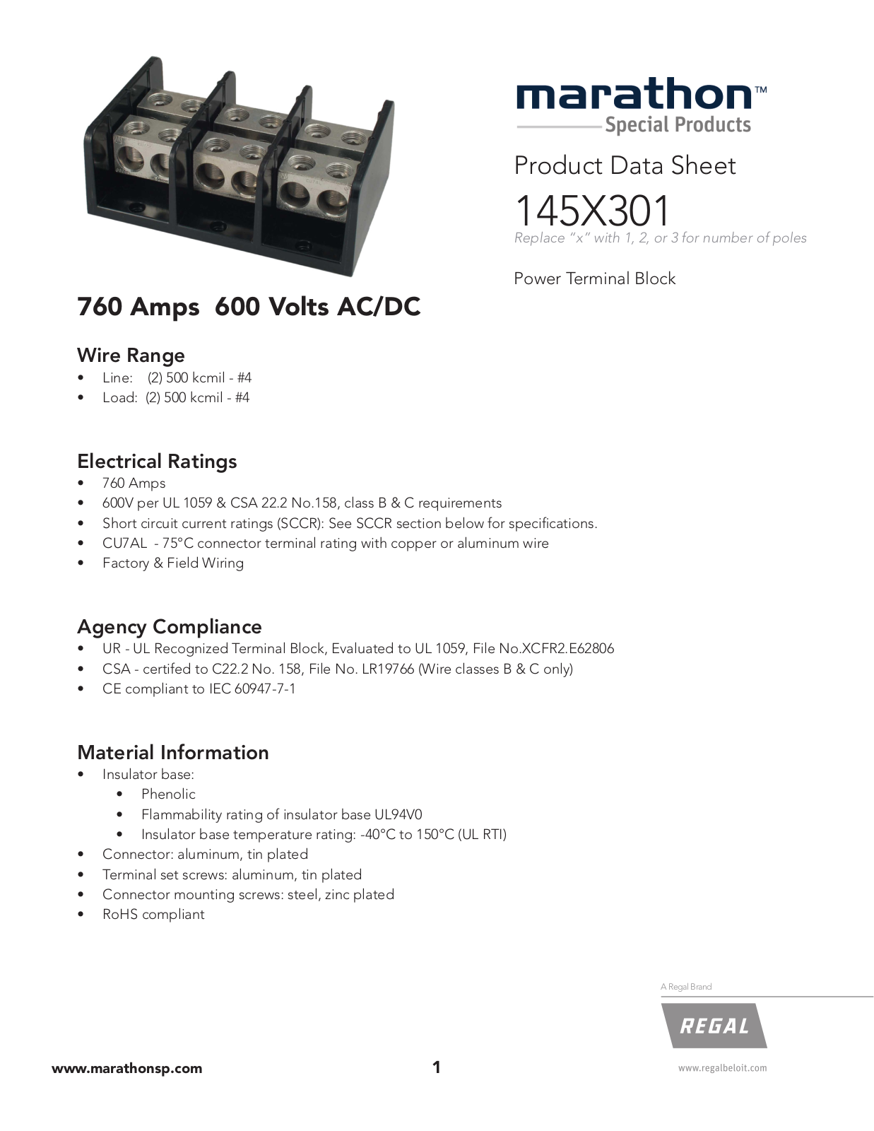 Marathon Special Products 145X301 Data Sheet