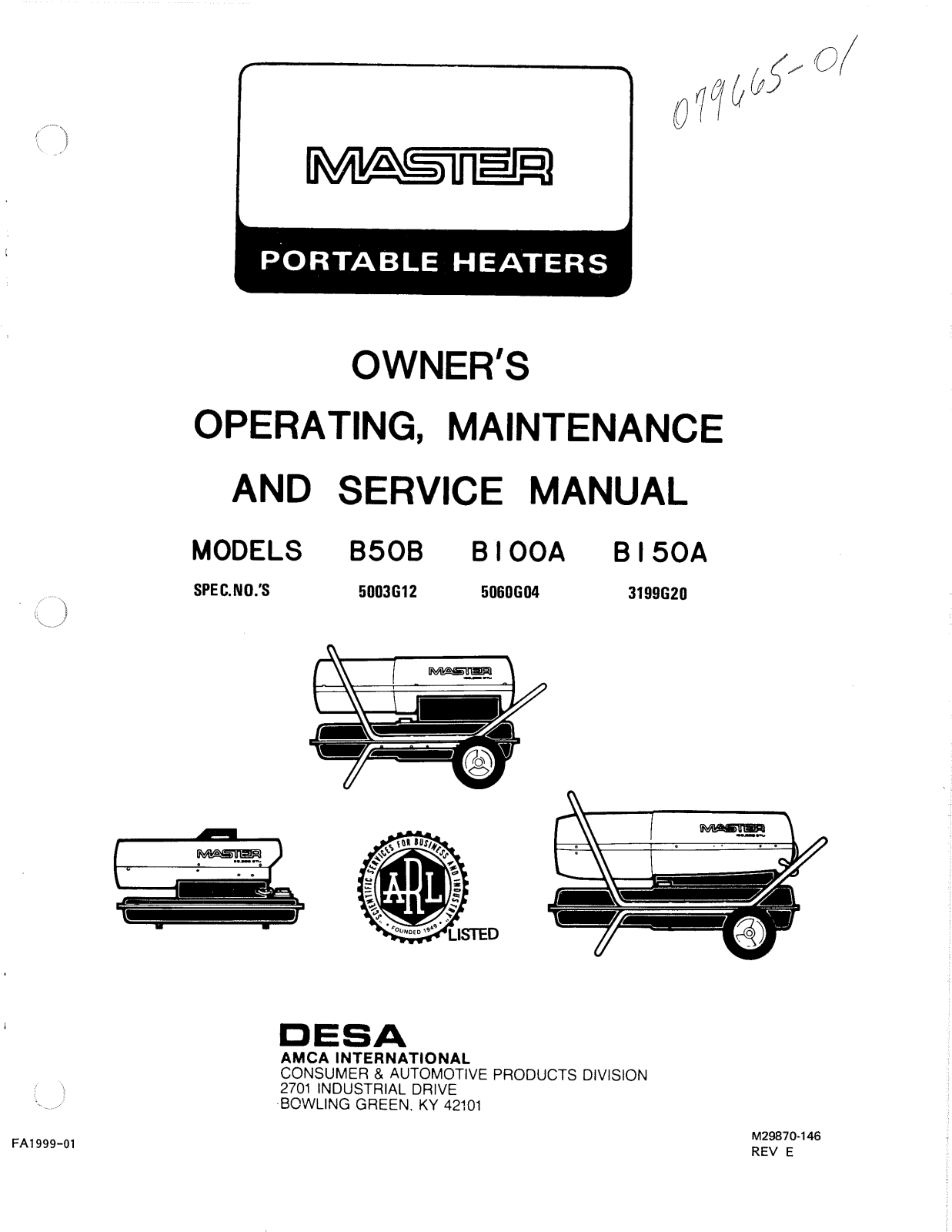 Desa Tech B50B, B100A, B150A Owner's Manual