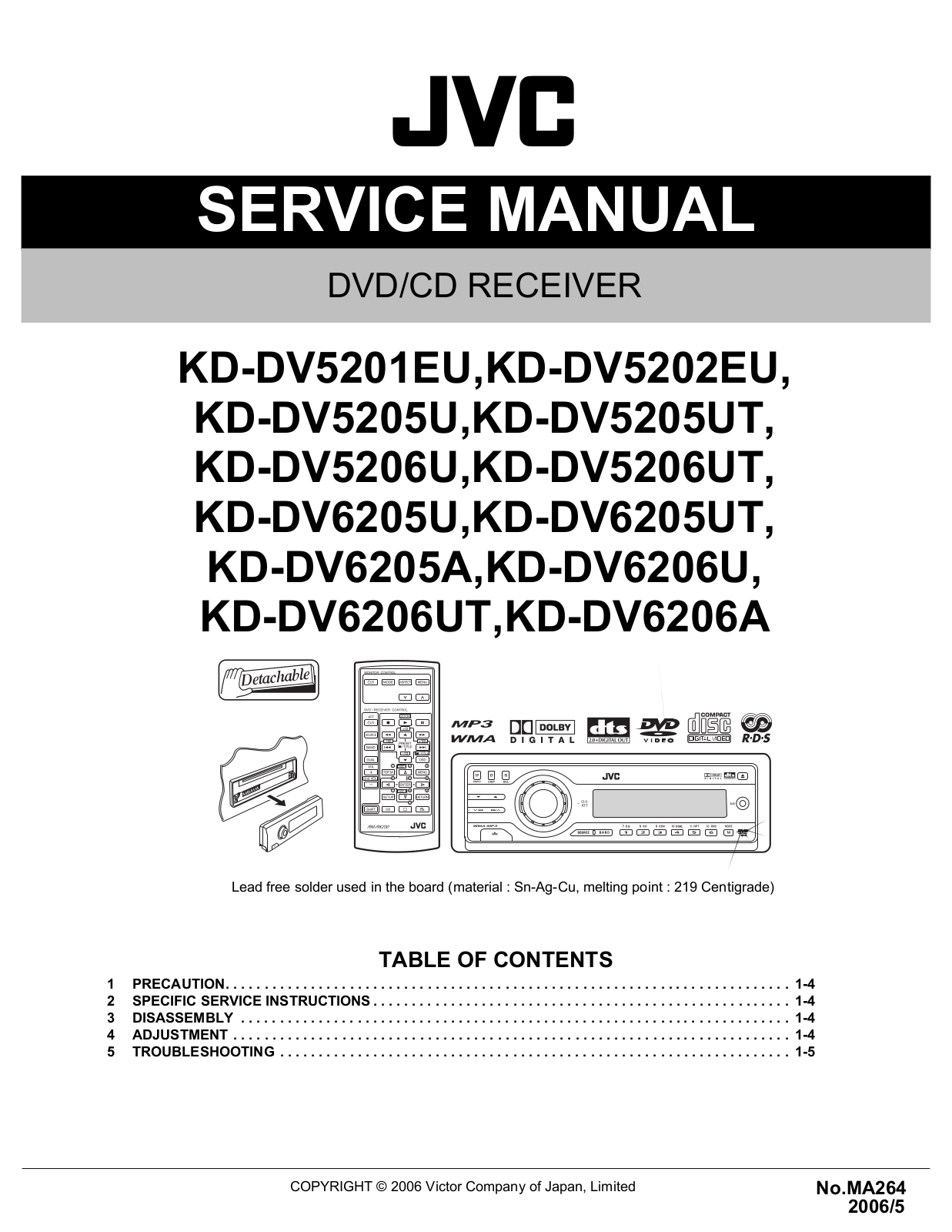 JVC KDDV-5202-EU, KDDV-5205-UT, KDDV-5205-U, KDDV-5201-EU, KDDV-5206-U Service manual