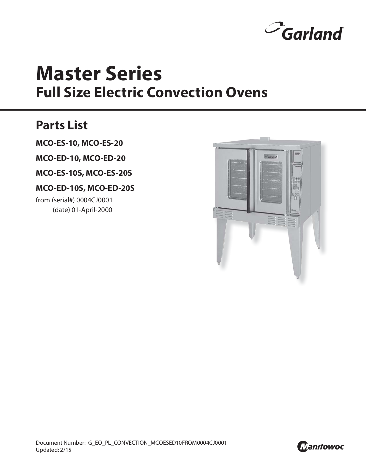 Garland MCOED10, MCOED20, MCOES20 User Manual