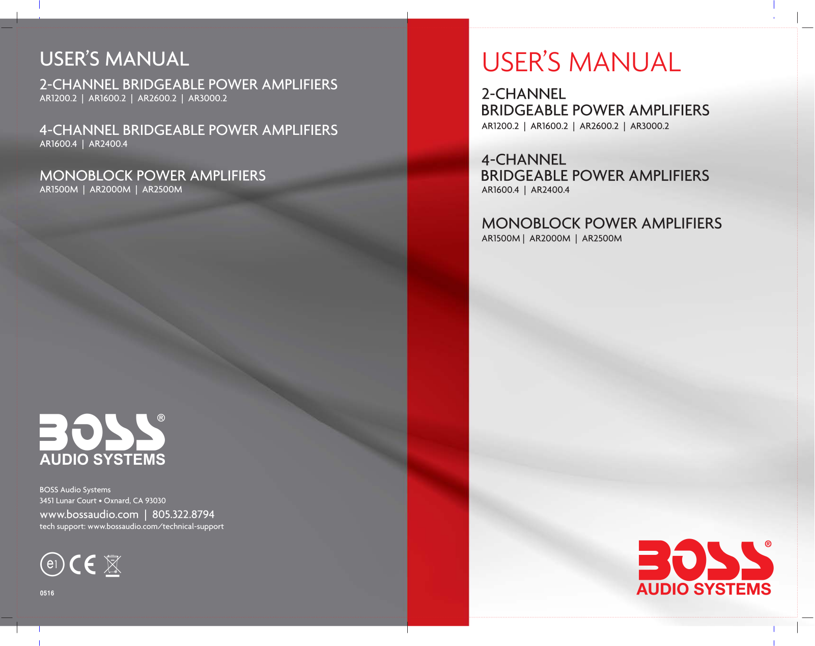 Boss Audio ARMOR AR1200.2, ARMOR AR1500M, ARMOR AR1600.2, ARMOR AR1600.4, ARMOR AR2000M User Manual