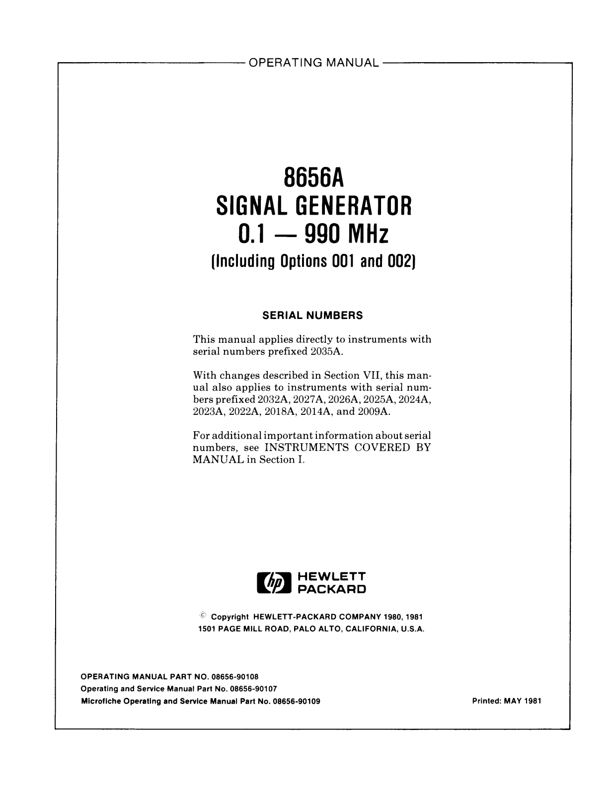 HP 8656a schematic