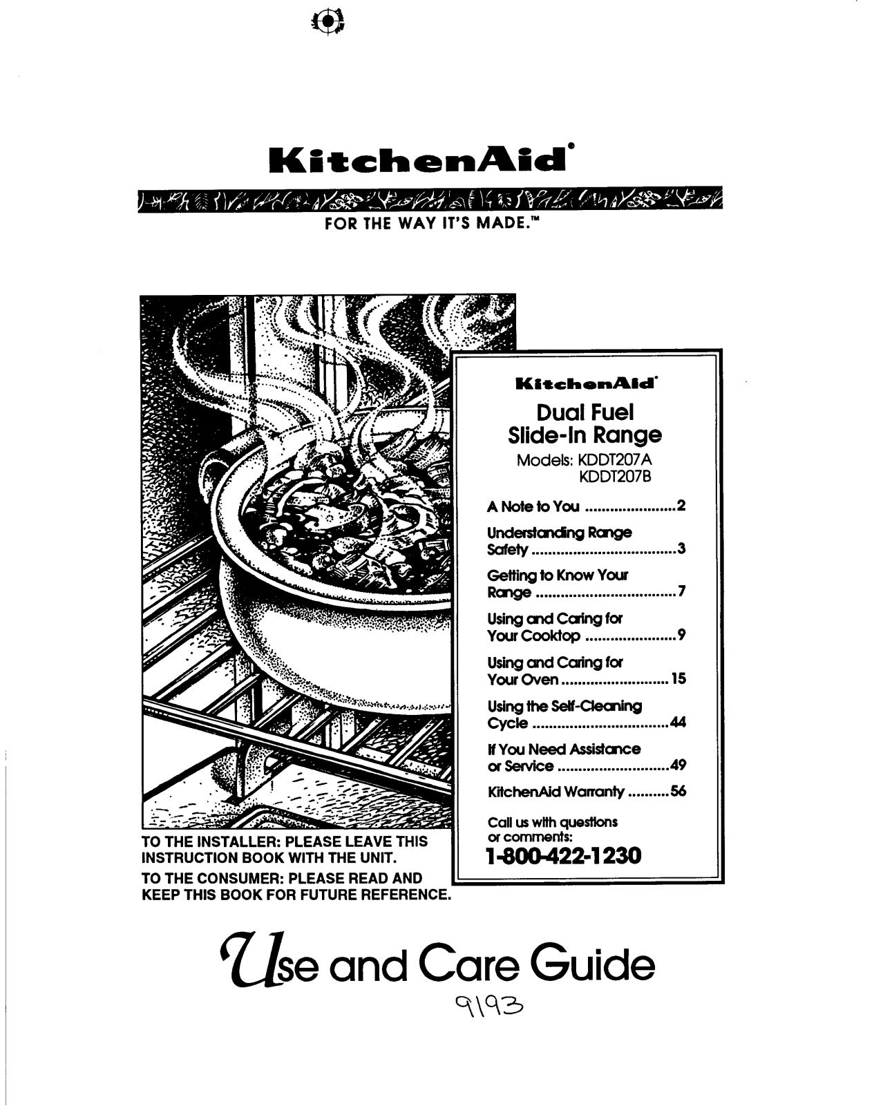 KitchenAid KDDT207A Owner's Manual