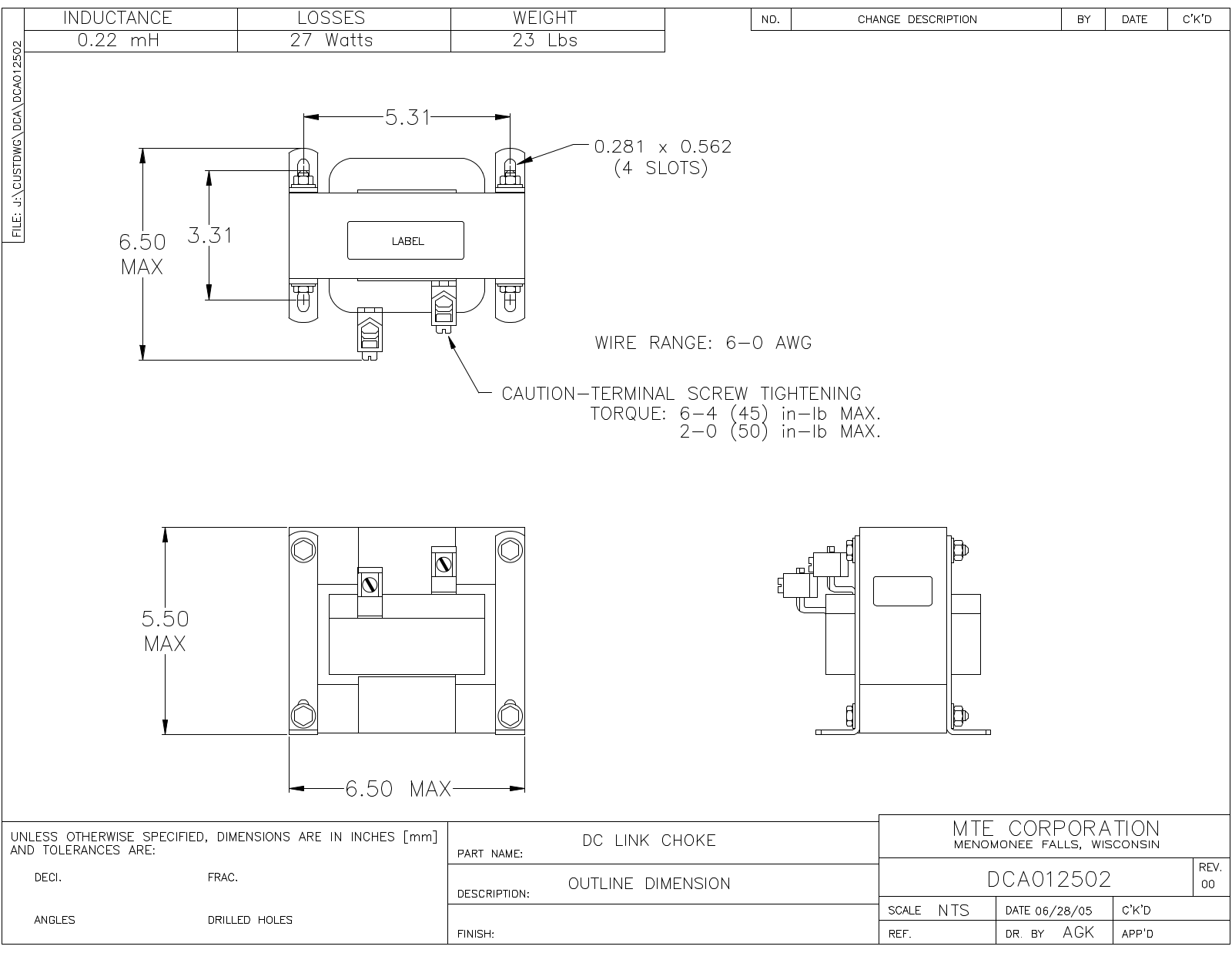 MTE DCA012502 CAD Drawings