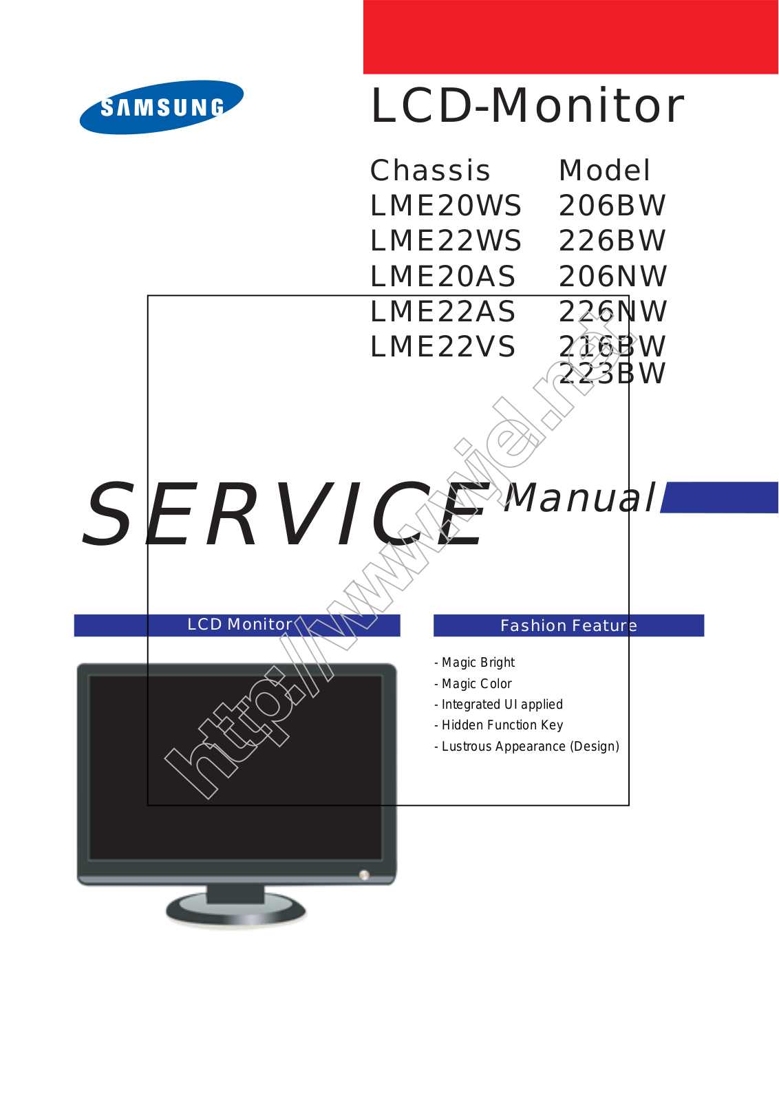 Samsung 206BW, 206NW, 226NW, 216BW, 223BW Service Manual - ManualMachine.com