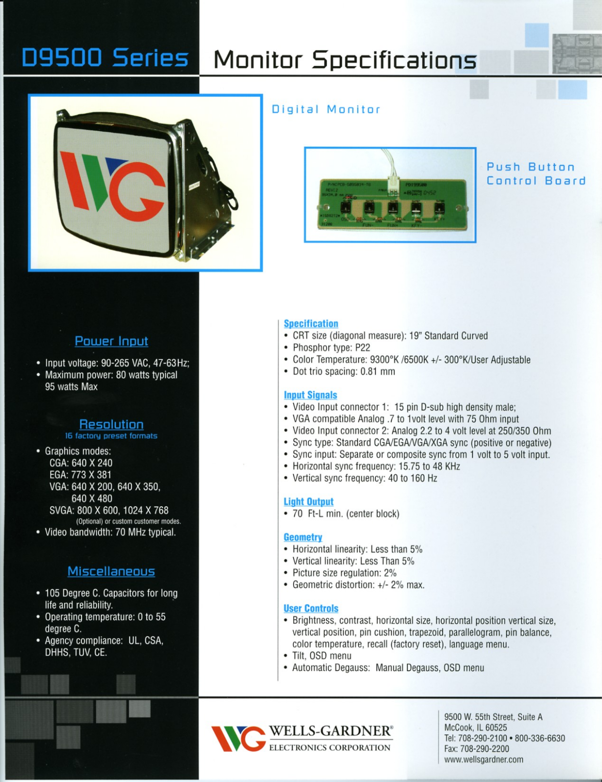 Wells-Gardner D9500 User Manual