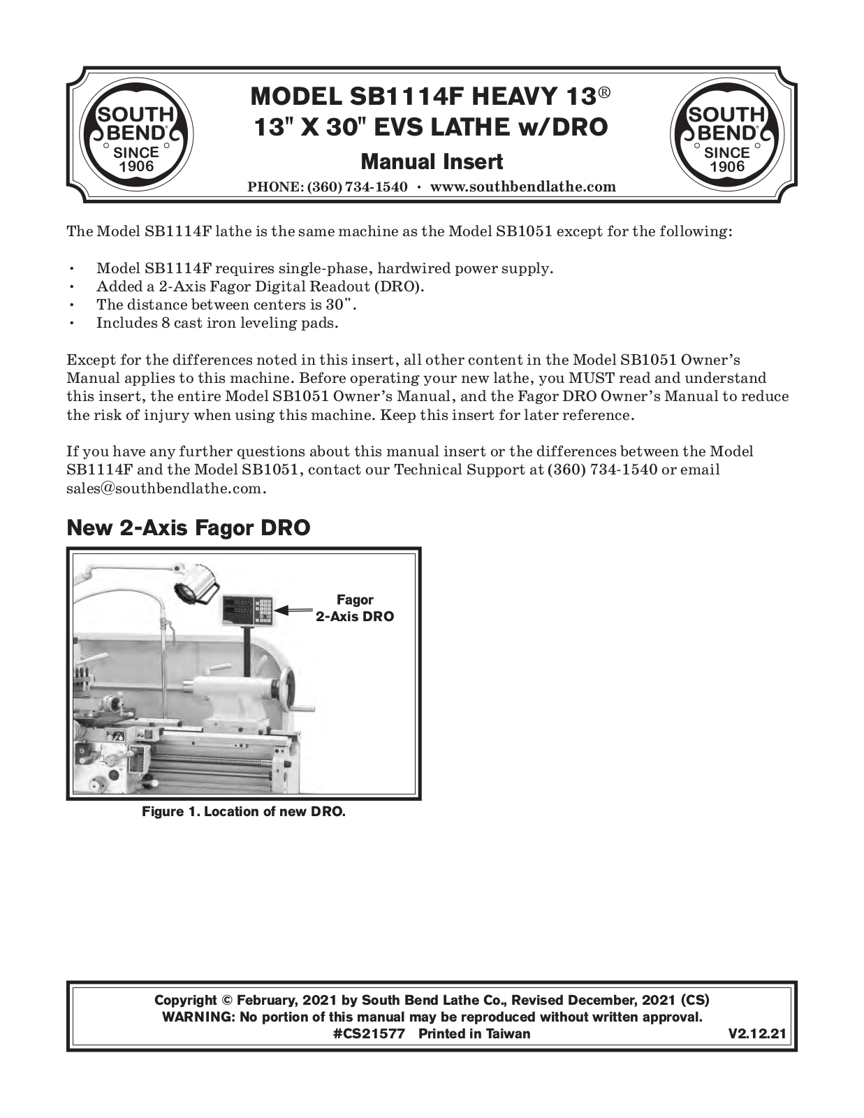 South Bend SB1114F User guide - ManualMachine.com