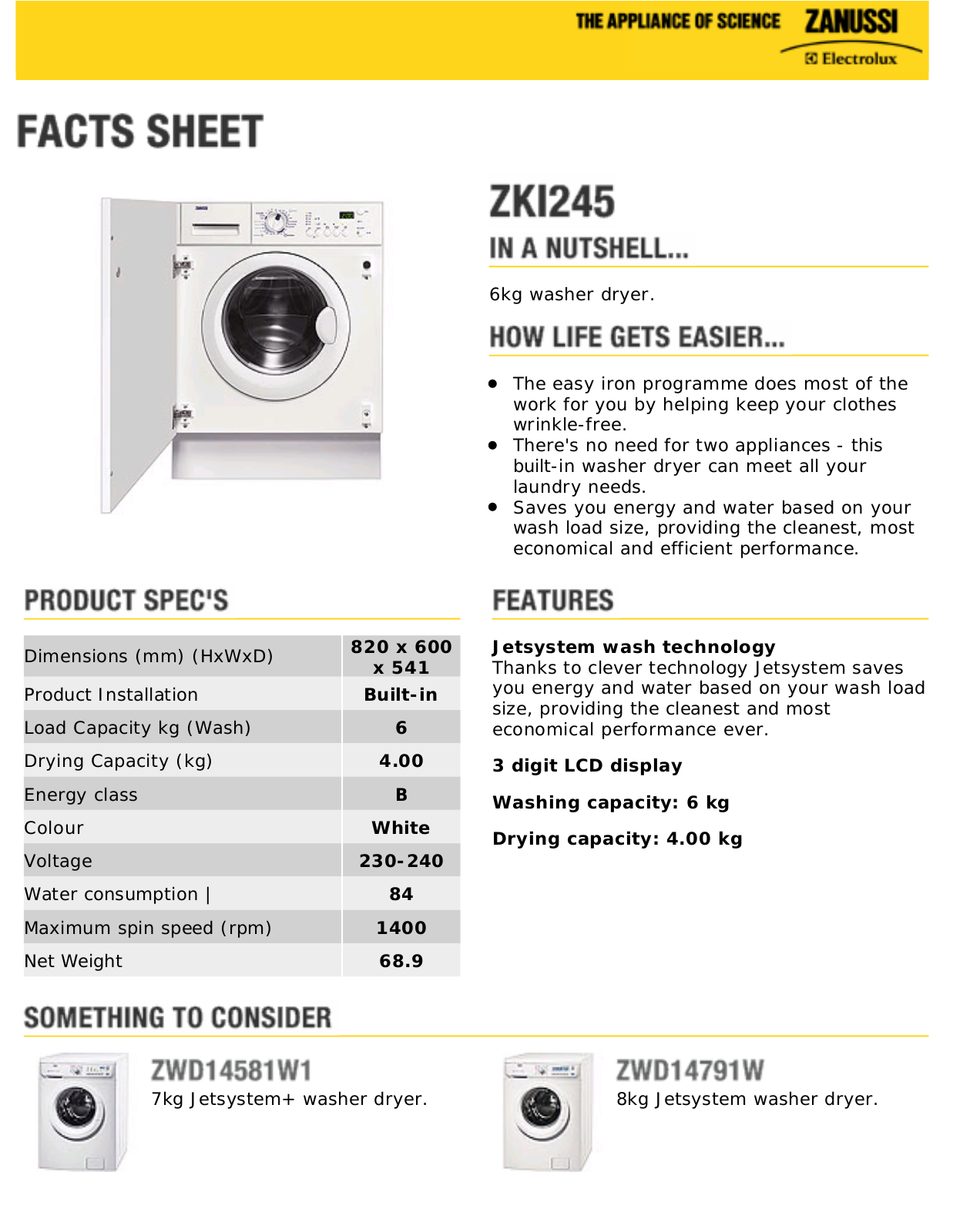 Zanussi ZKI245 User Manual