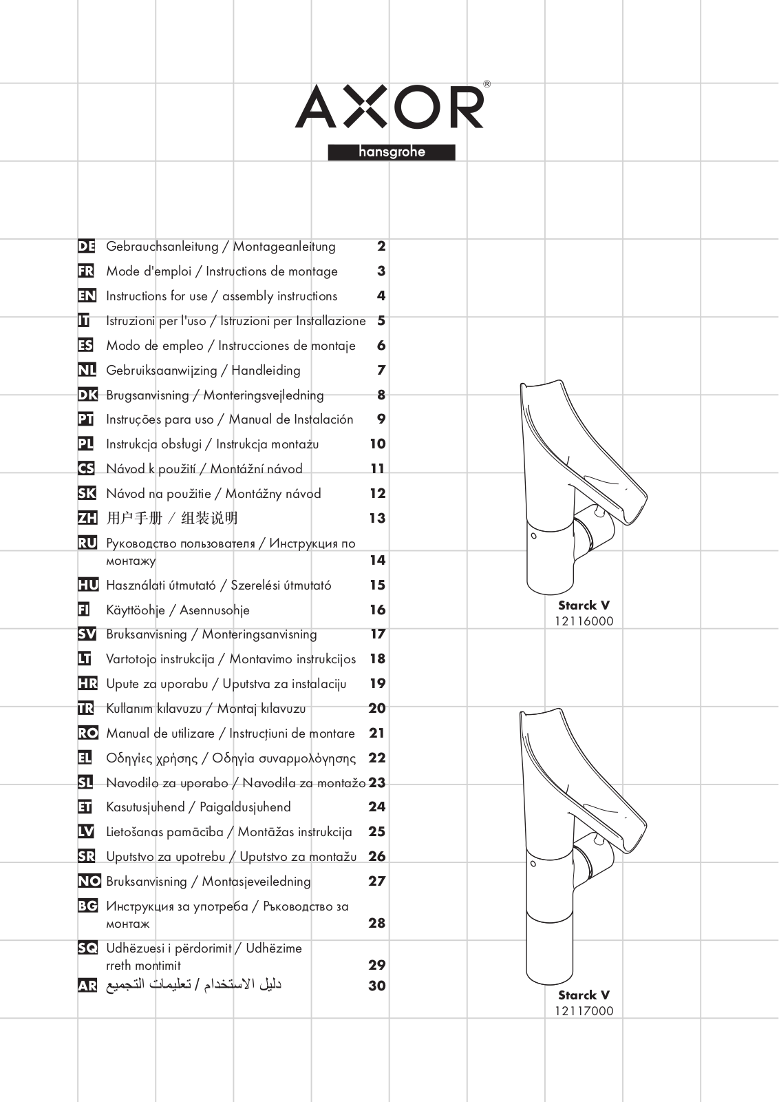 Hansgrohe 12116000, 12117000 Instructions For Use/assembly Instructions