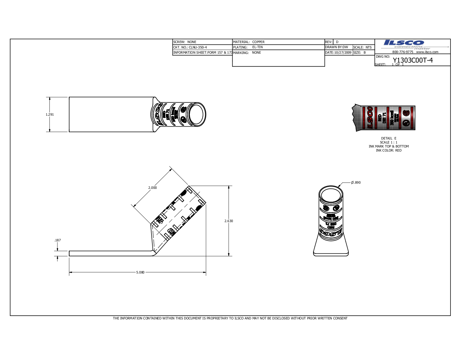 Ilsco CLNU-350-4 Data sheet