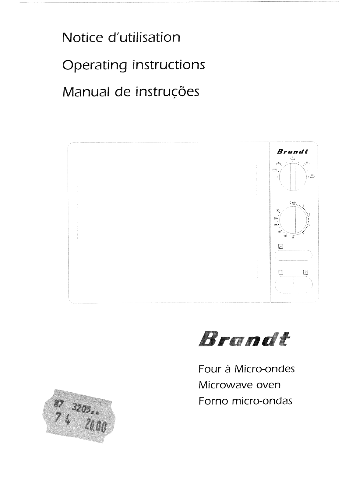 BRANDT MW17M User Manual