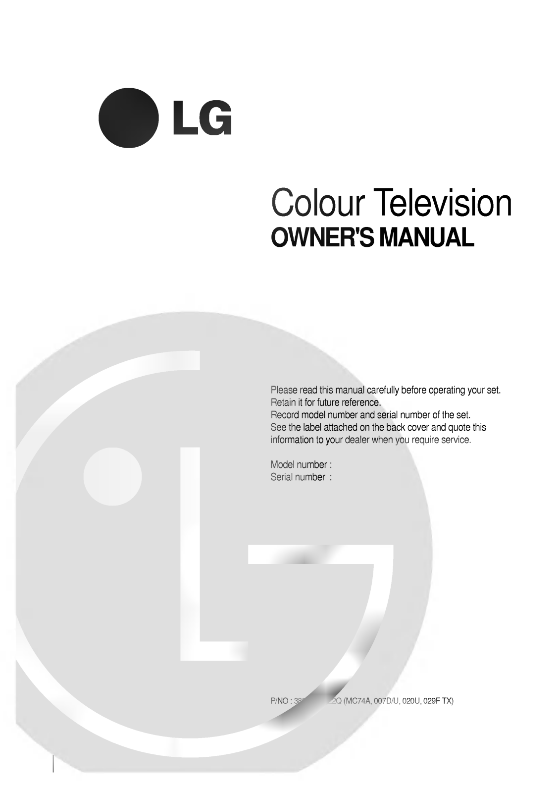 LG CF-29H30 Owner’s Manual