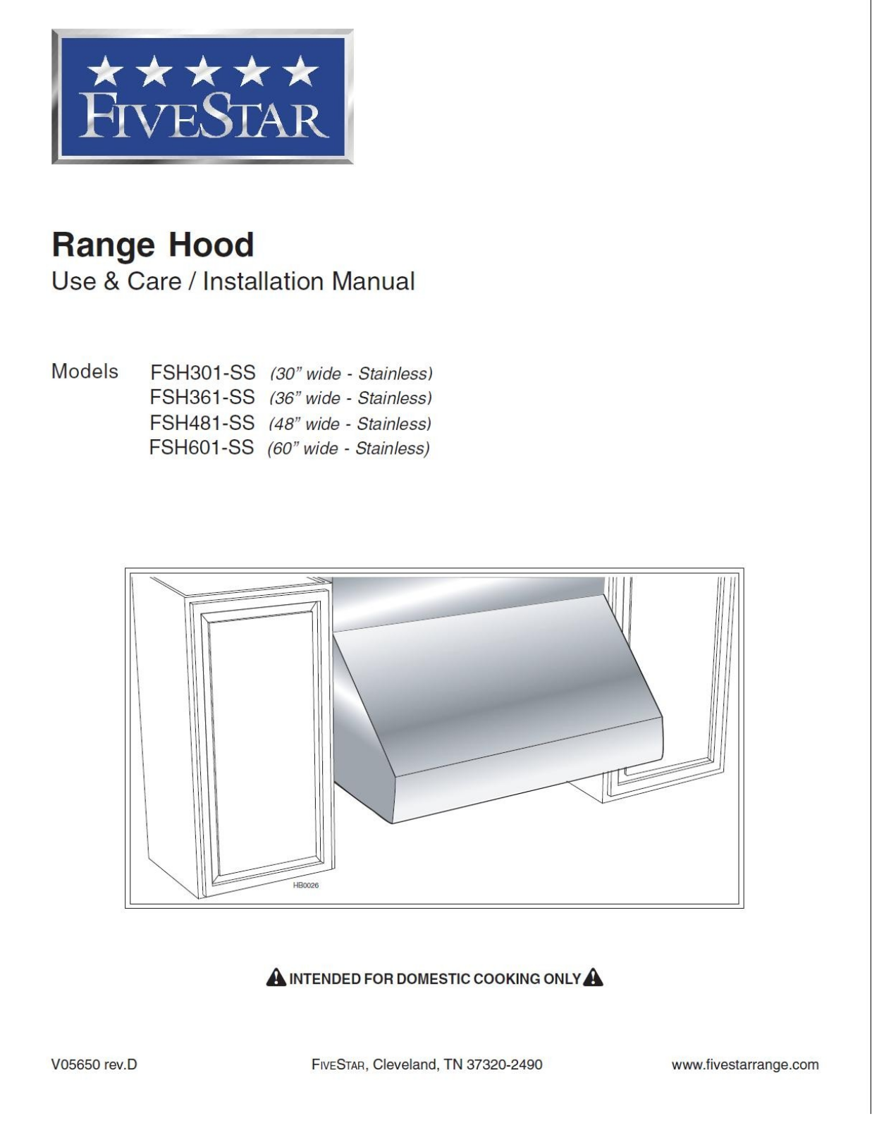 FiveStar FBK600 Installation Manual