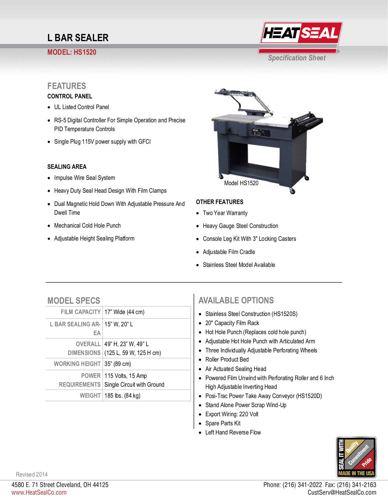 Heat Seal HS1520 User Manual