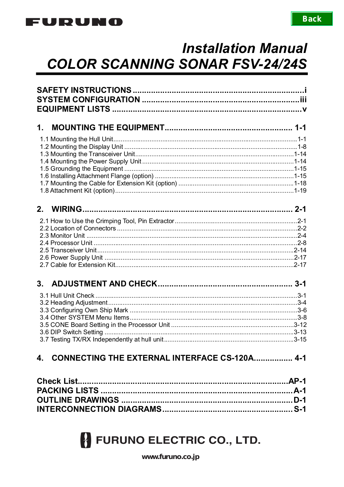 Furuno FSV-24, FSV-24S User Manual