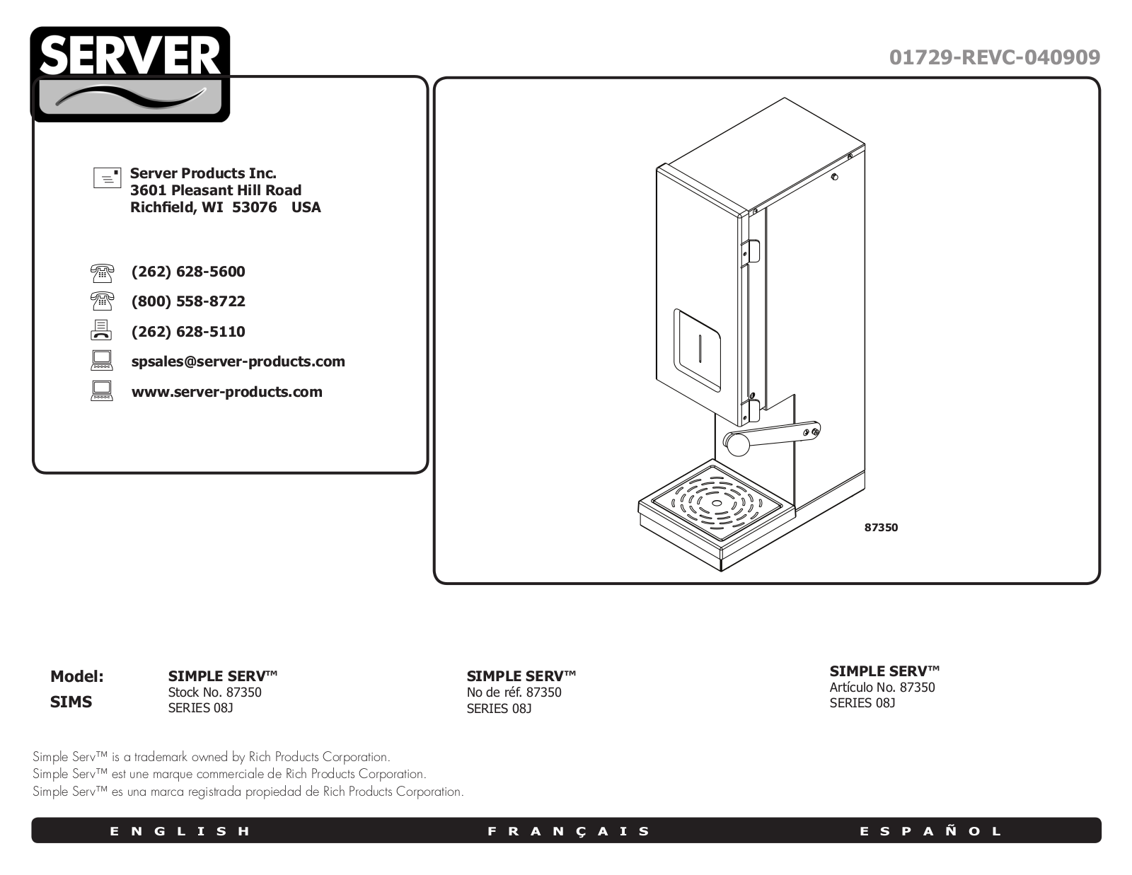 Server Products SIMS 87350 User Manual