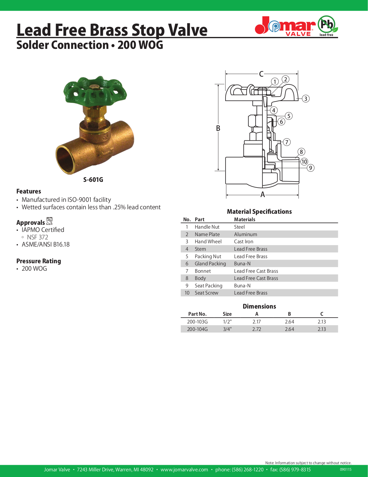 Jomar S-601G User Manual