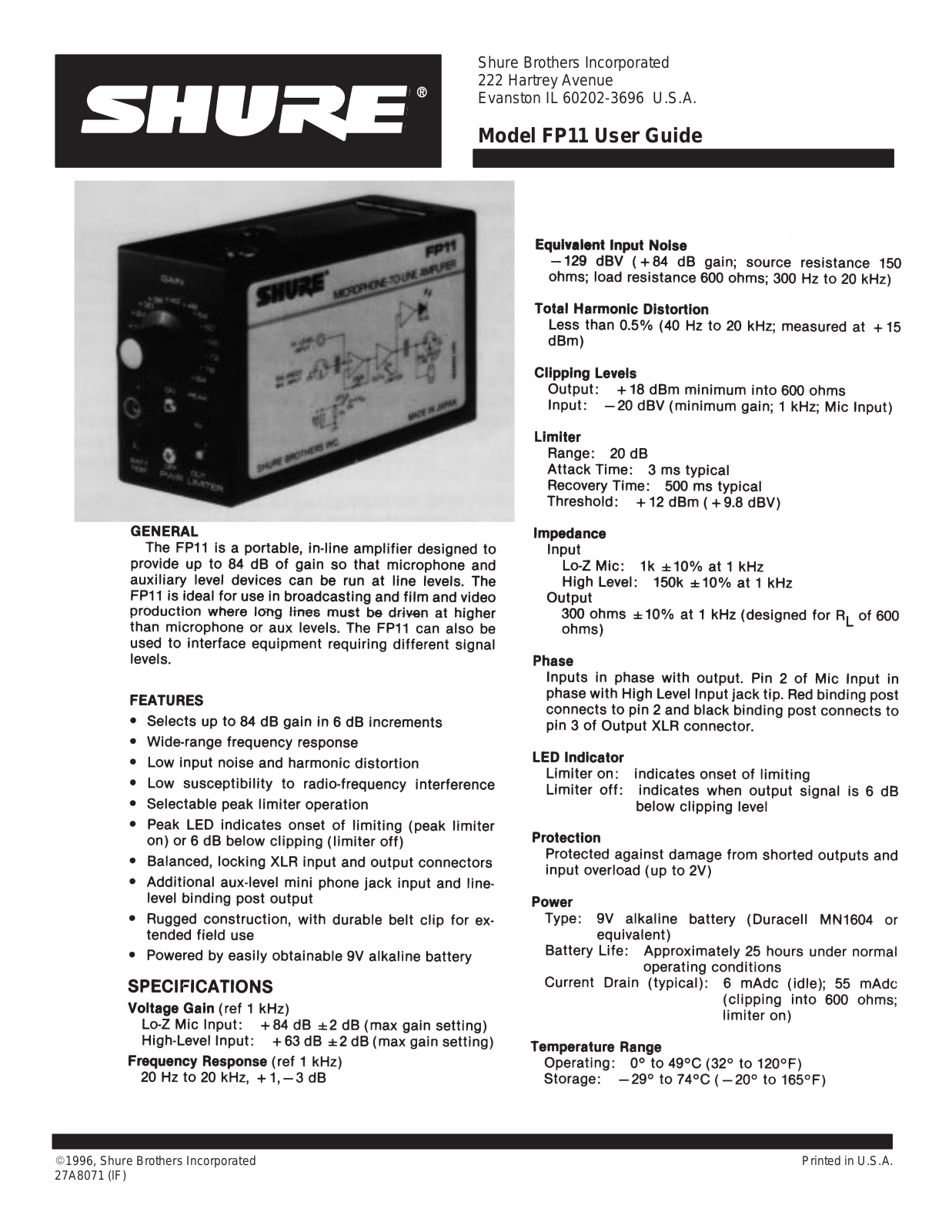 shure FP11 Schematic