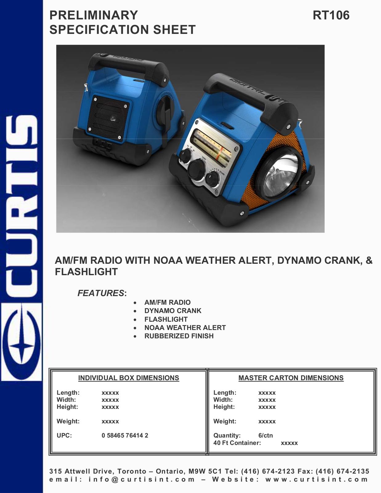 Curtis RT106 User Manual