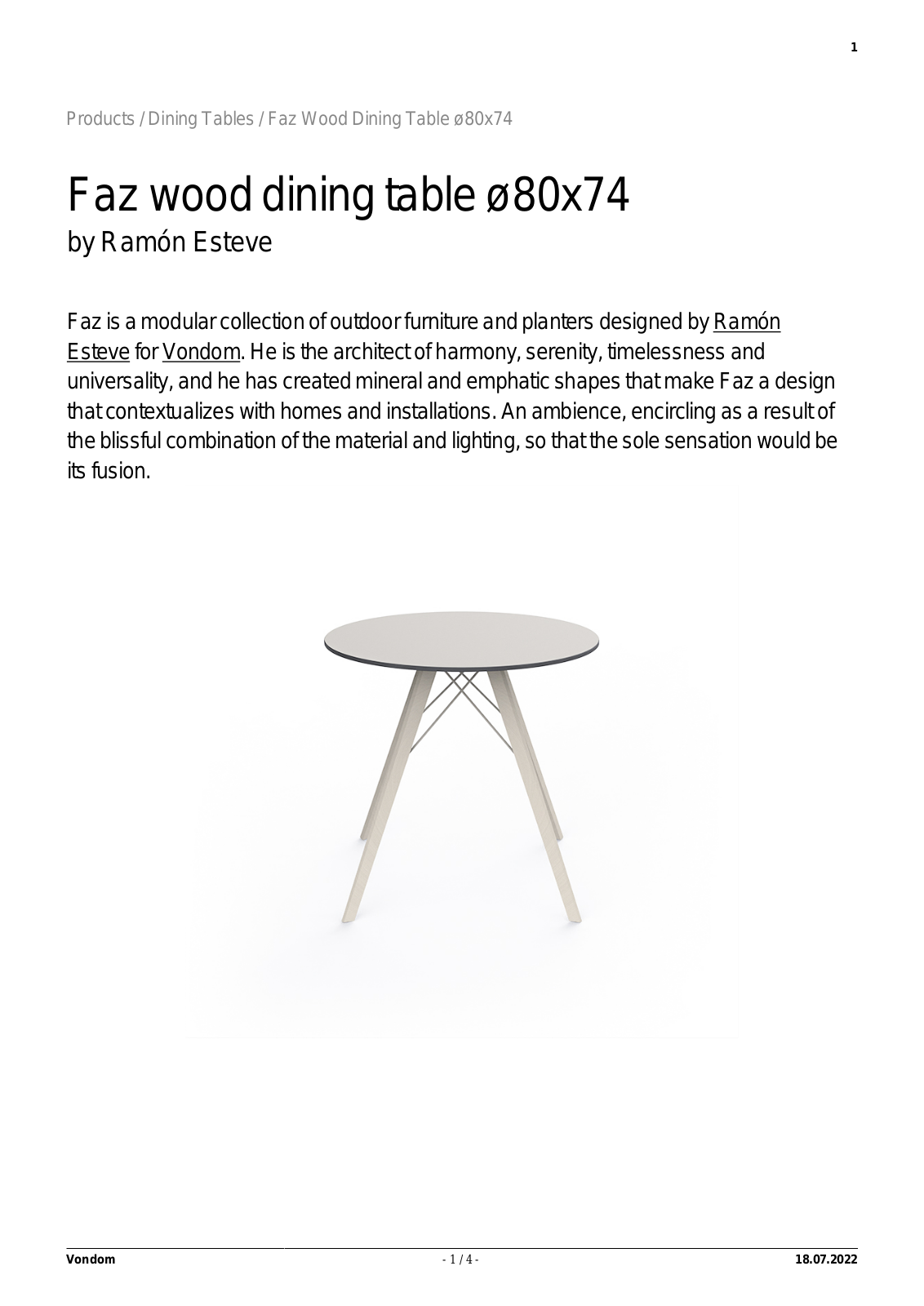 Vondom UCZW3112 Specifications - ManualMachine.com