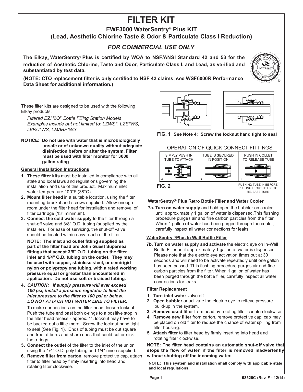 Elkay EWF3000 Installation  Manual