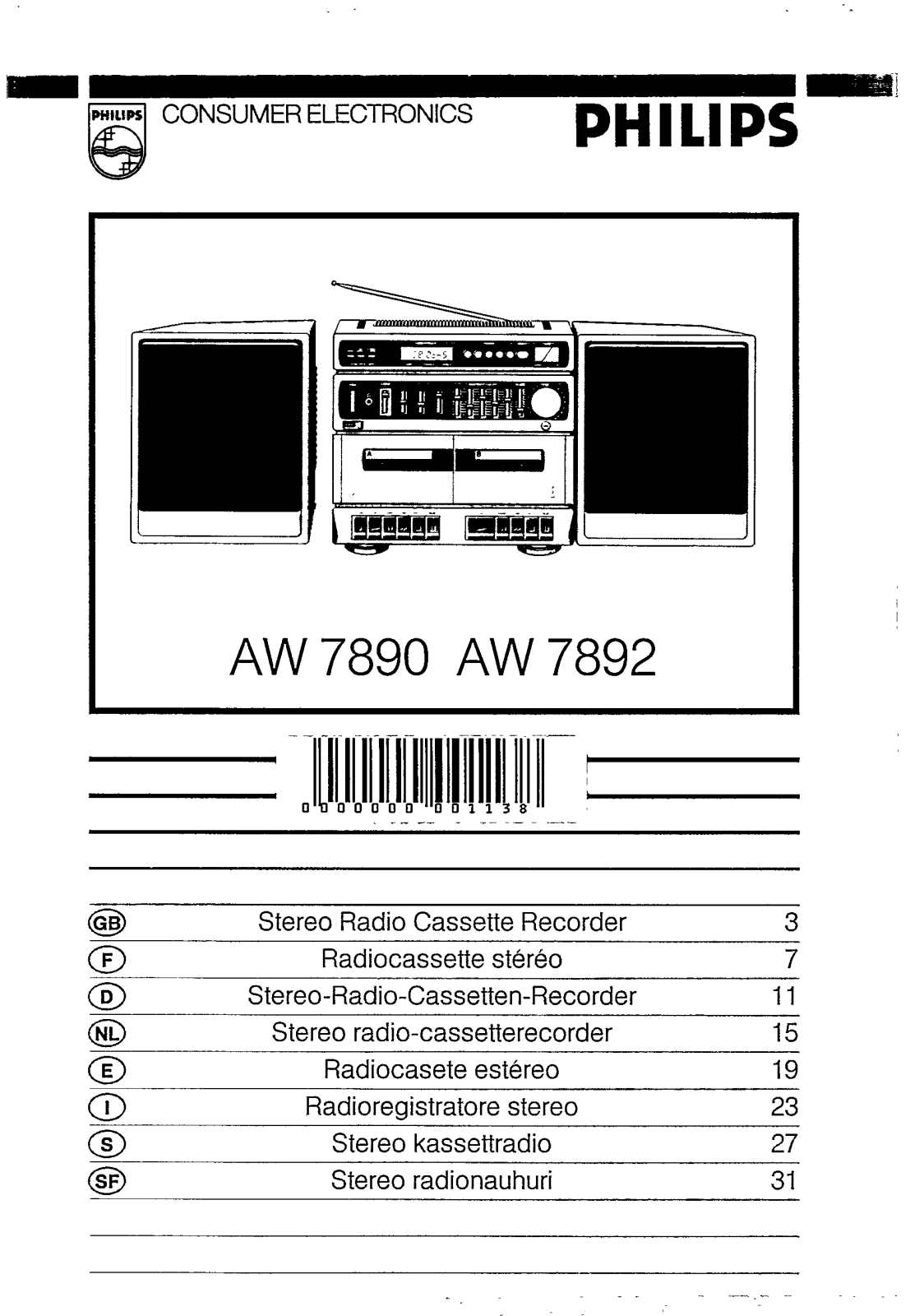 Philips AW7892, AW7890 User Manual