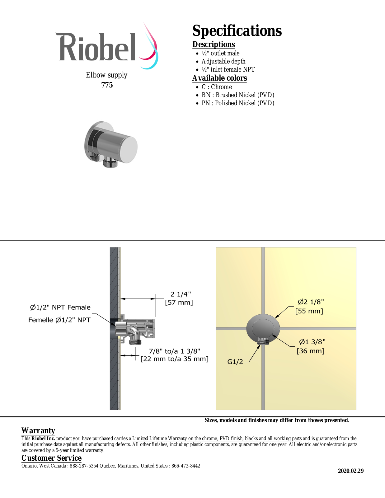 Riobel 775BK Specifications - ManualMachine.com