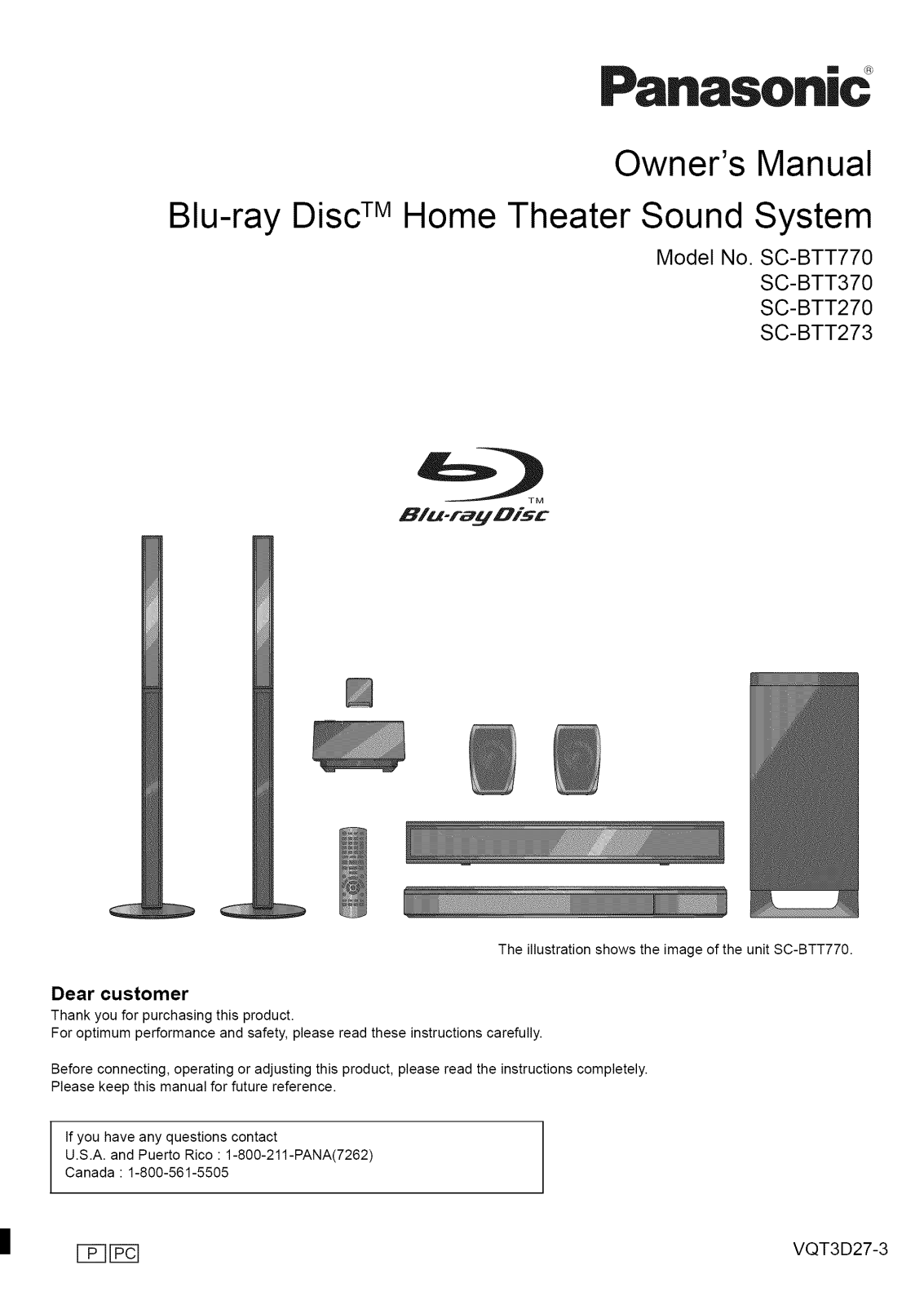 Panasonic SC-BTT770 Owner’s Manual