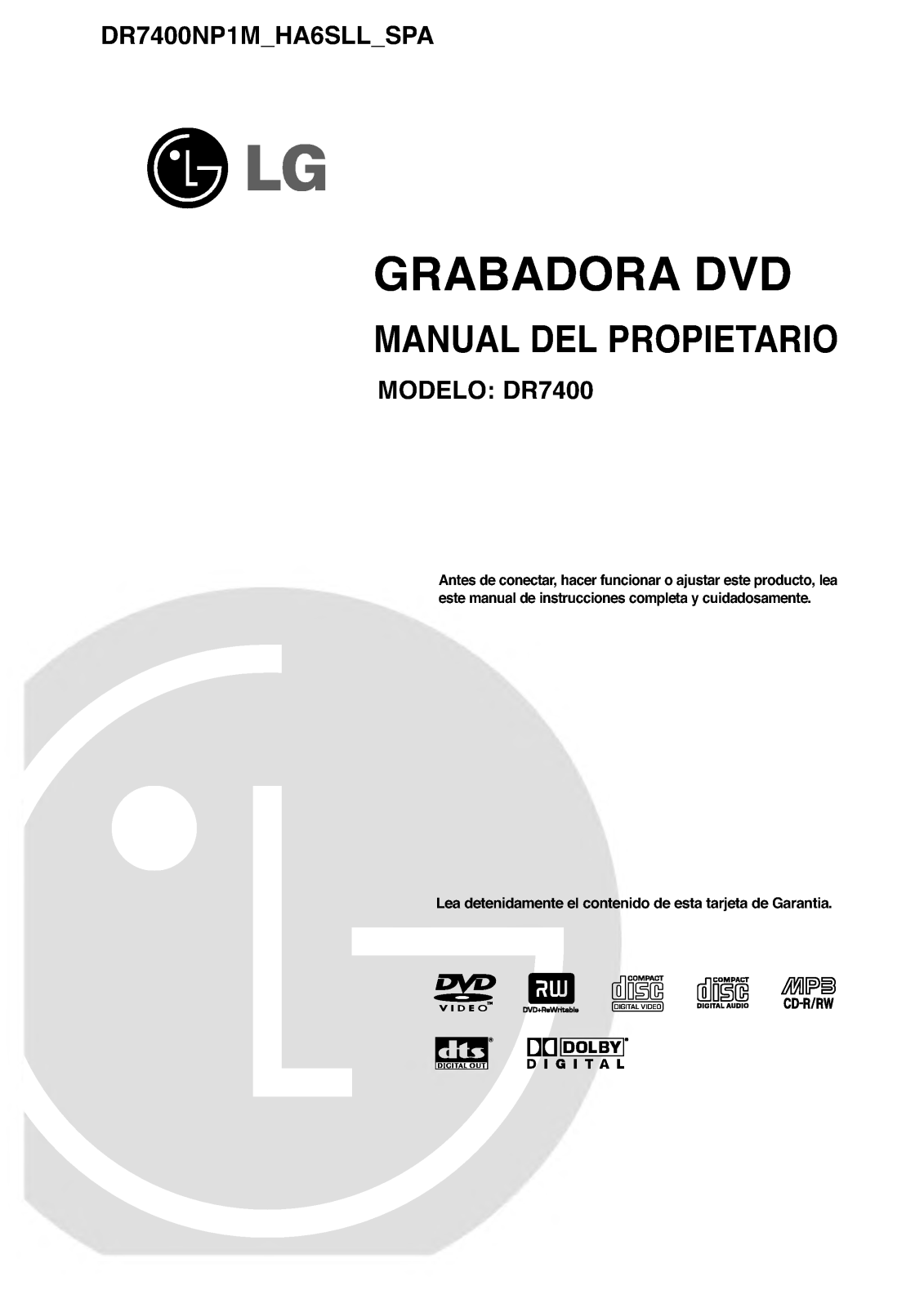 Lg DR7400 User Manual