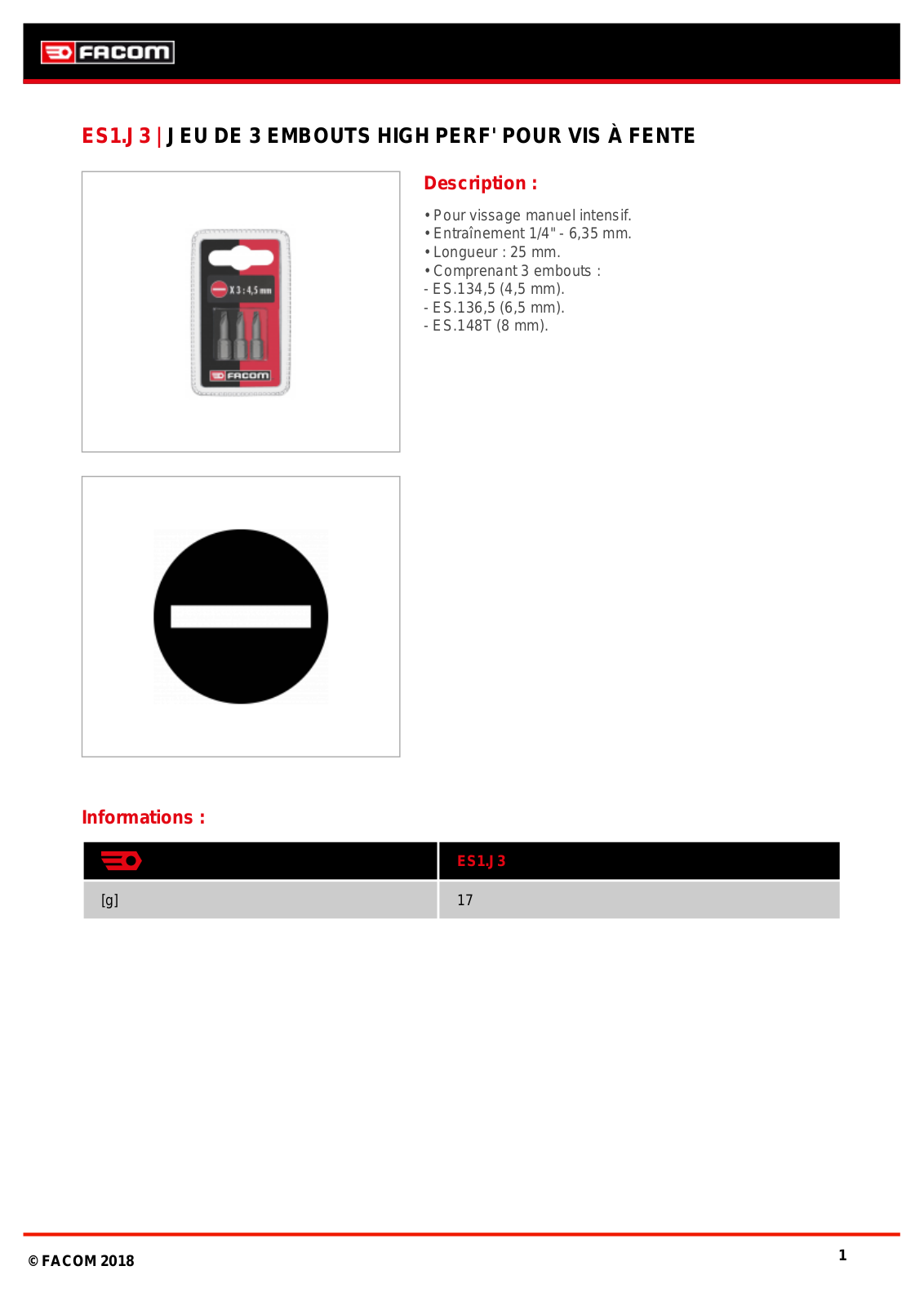 Facom ES1.J3 Specification - ManualMachine.com