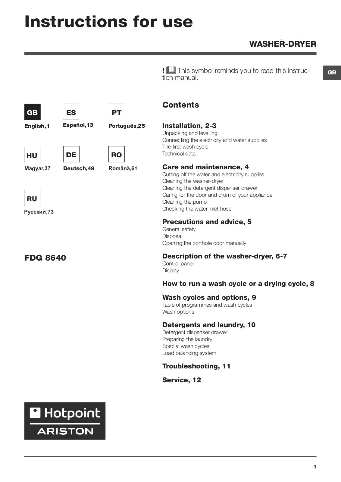 Hotpoint-ariston FDG 8640 BS User Manual