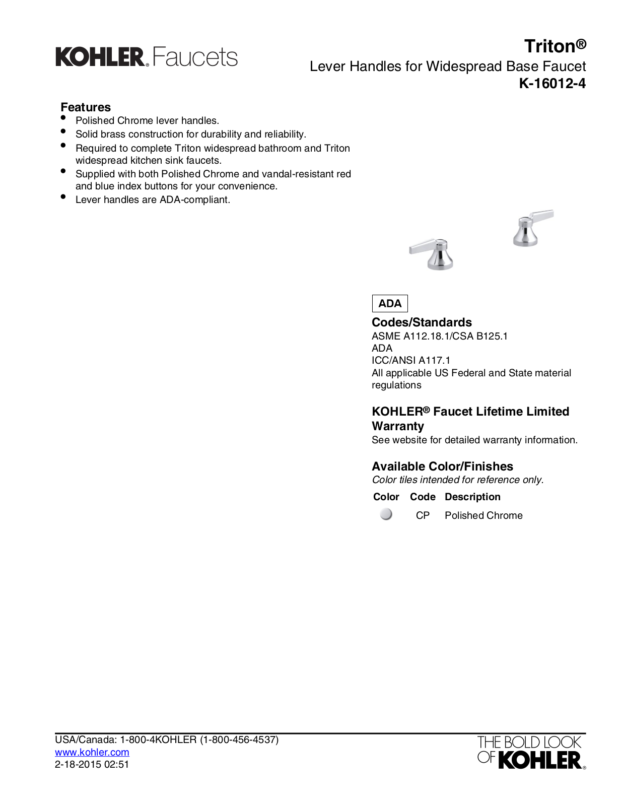 Kohler KOH5990 Specifications - ManualMachine.com