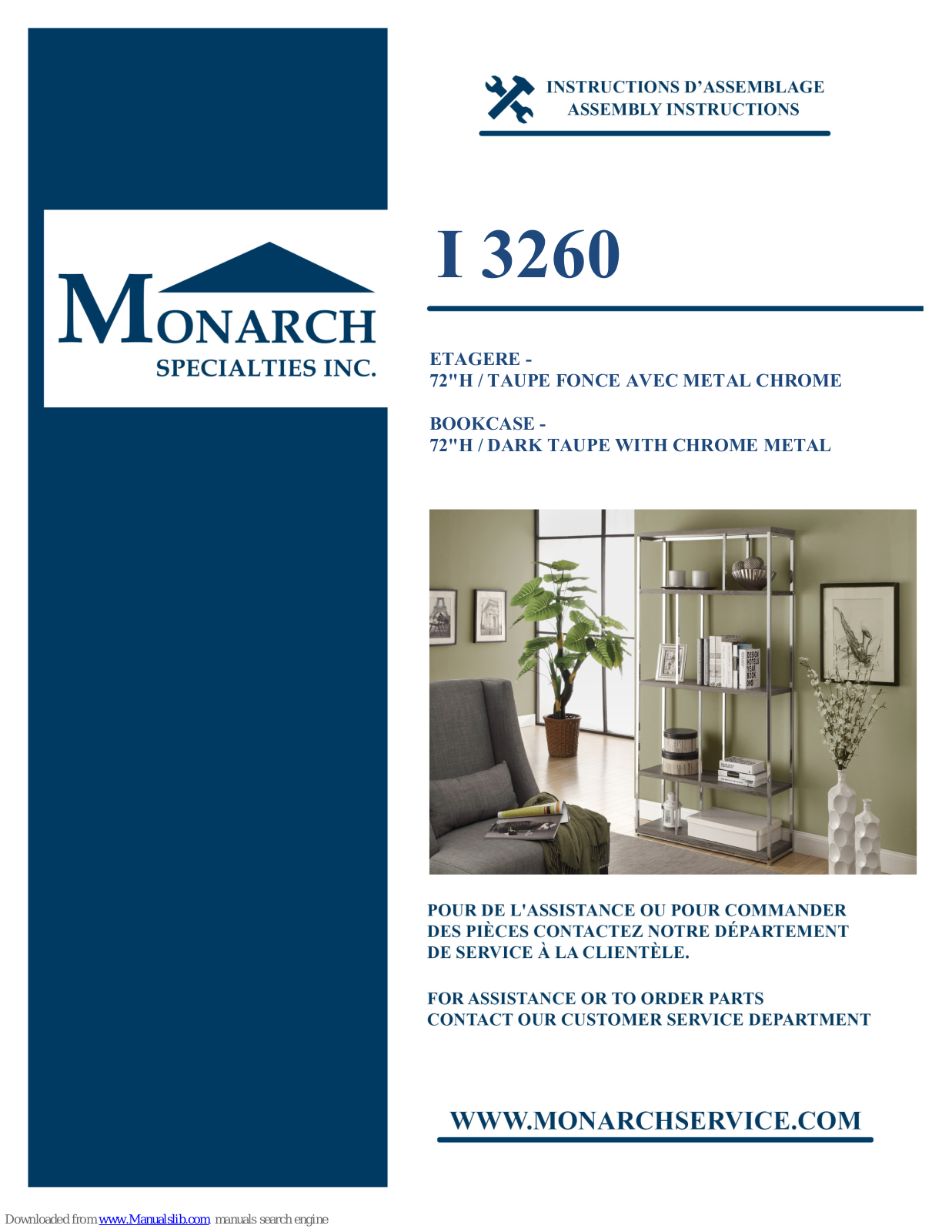 Monarch Specialties I 3260 Assembly Instructions Manual