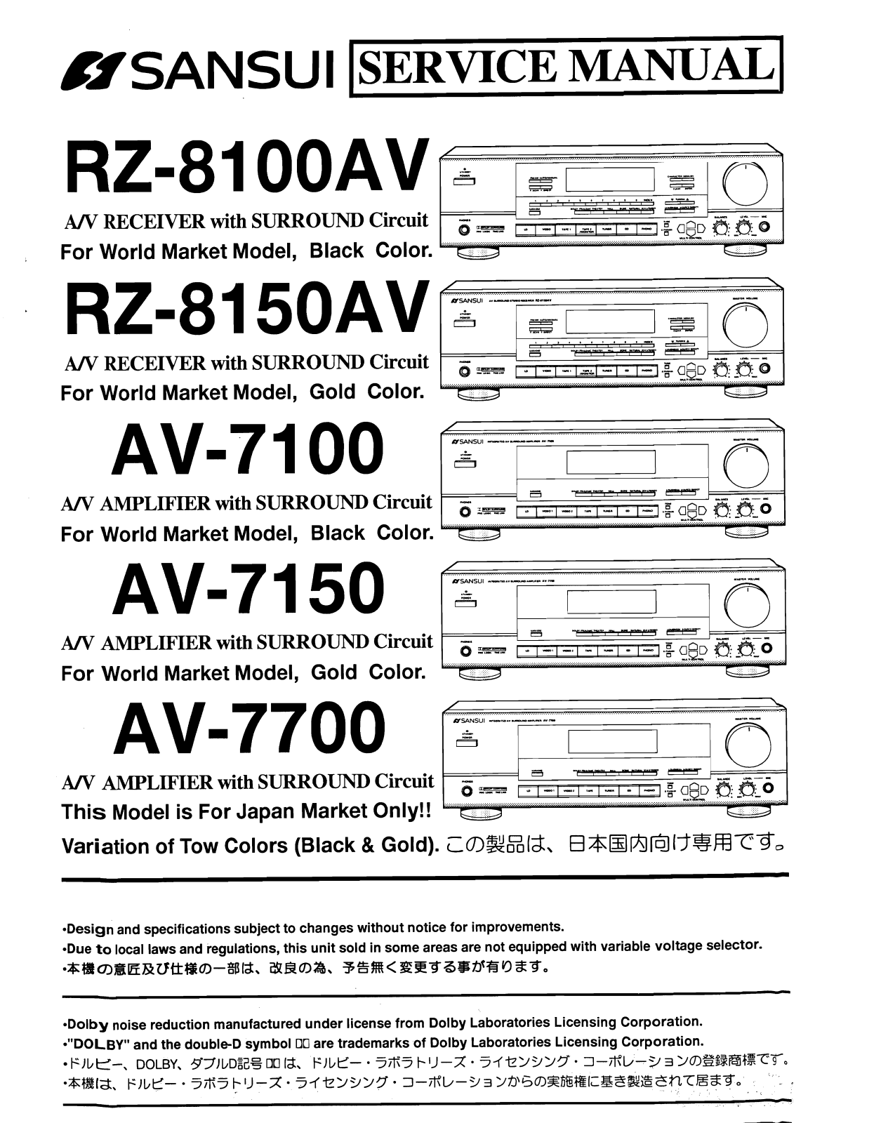 Sansui RZ-8100 Service Manual