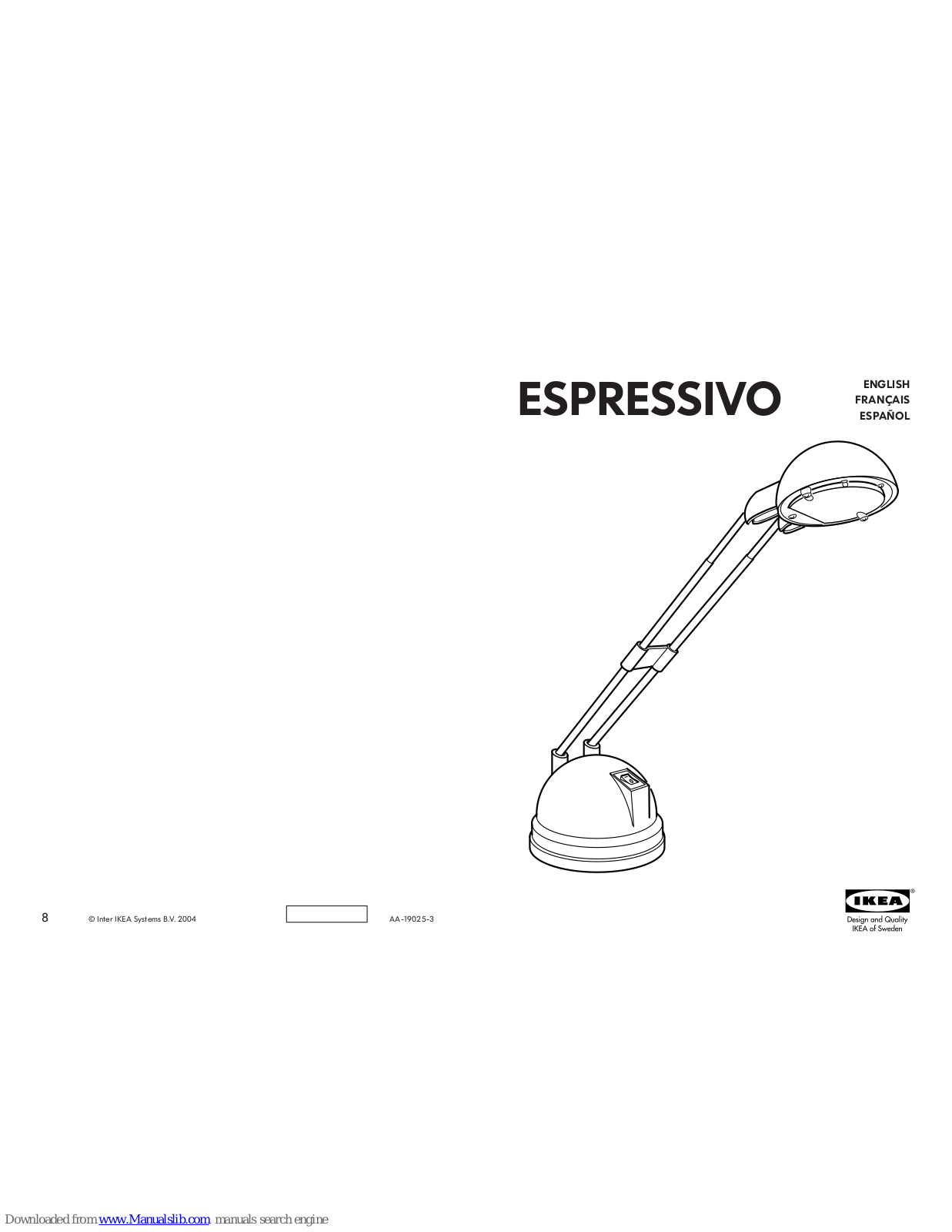 IKEA ESPRESSIVO AA-19025-3, ESPRESSIVO User Manual