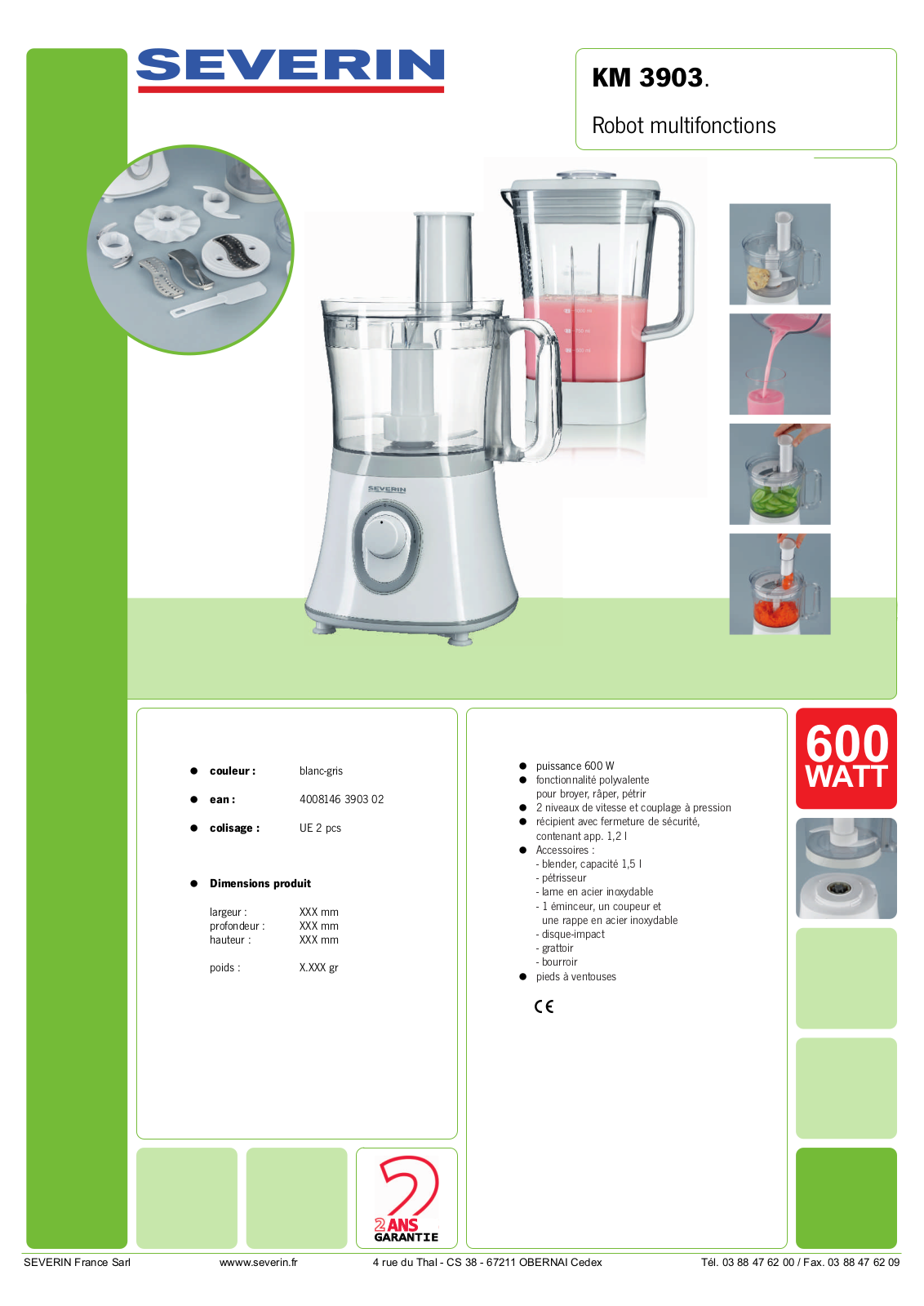 Severin KM 3903 PRODUCT SHEET