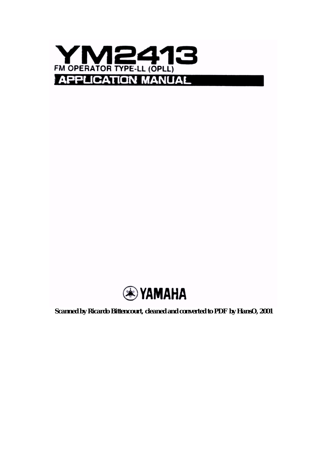 Yamaha YM2413 User Manual