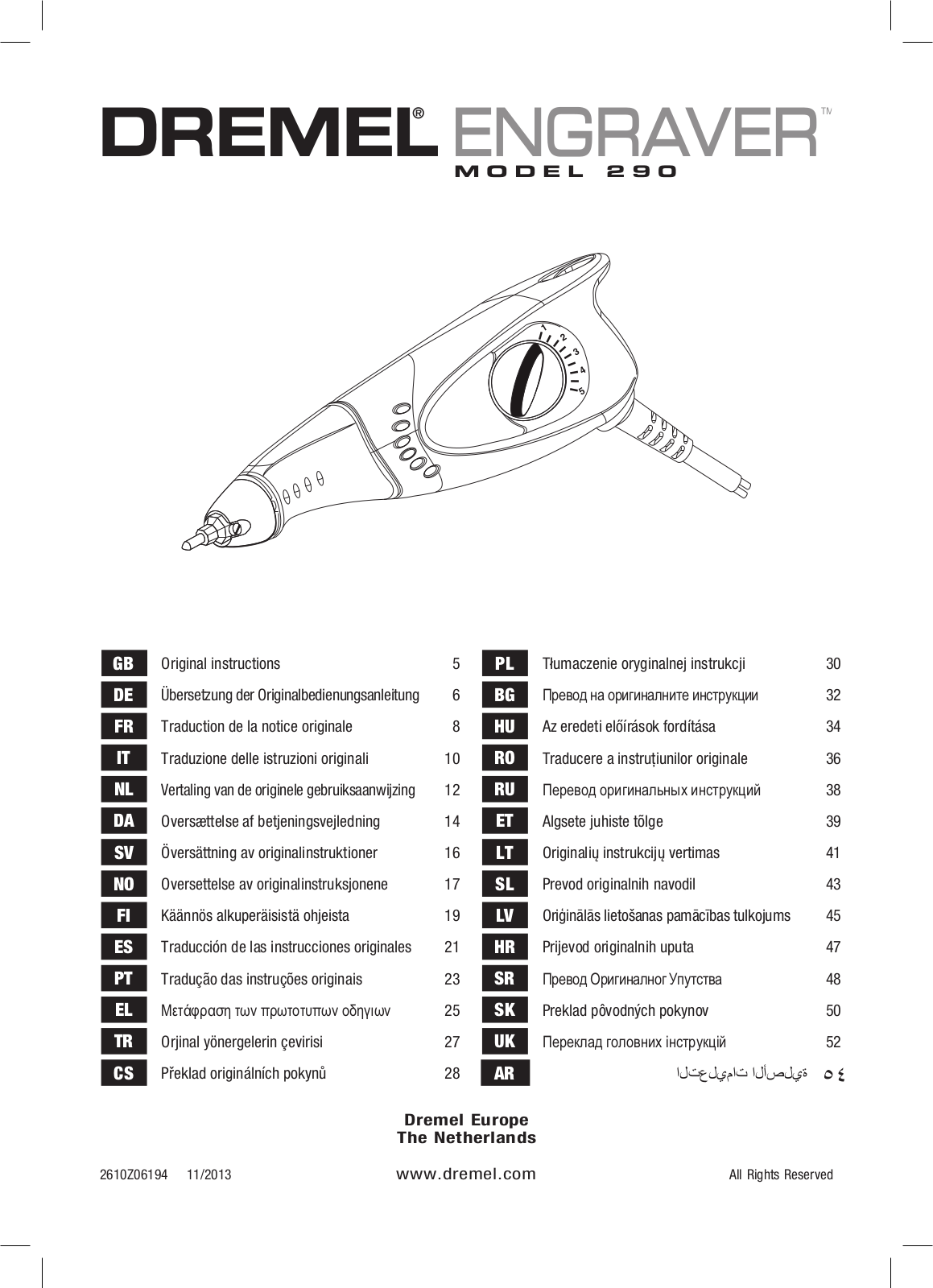 Dremel 290 User manual