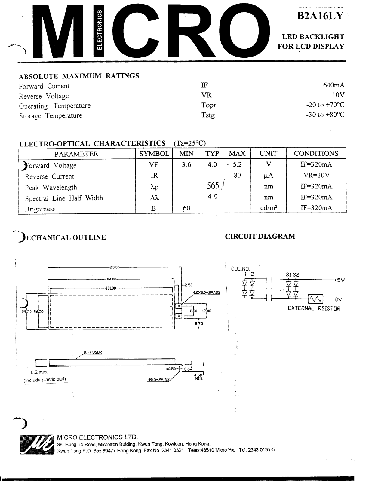 ME B2A16LY Datasheet