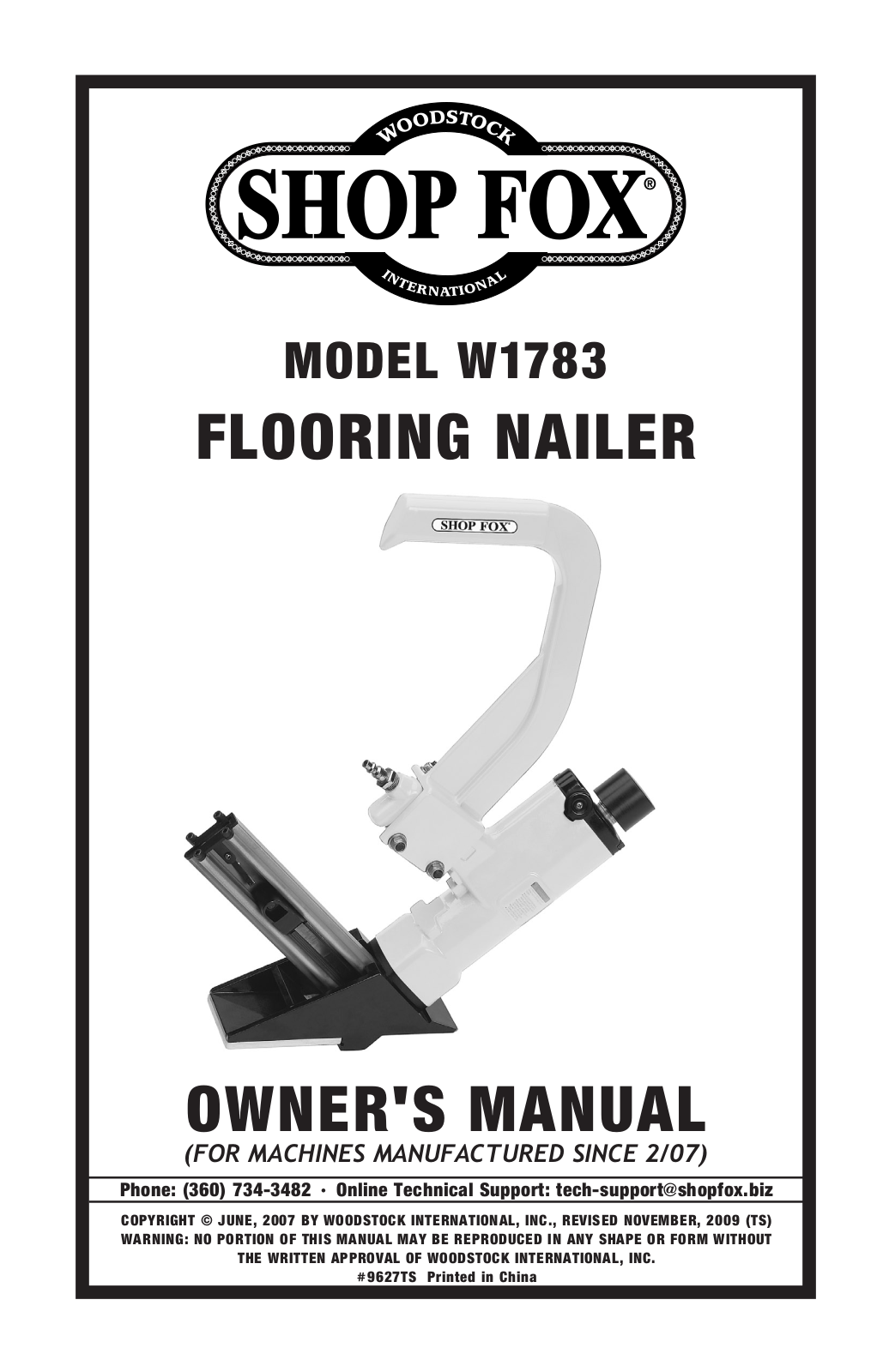 Shop fox W1783 User Manual