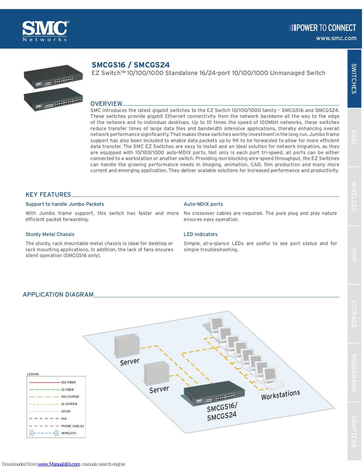 SMC Networks EZ Switch SMCGS16, EZ Switch SMCGS24 Specifications