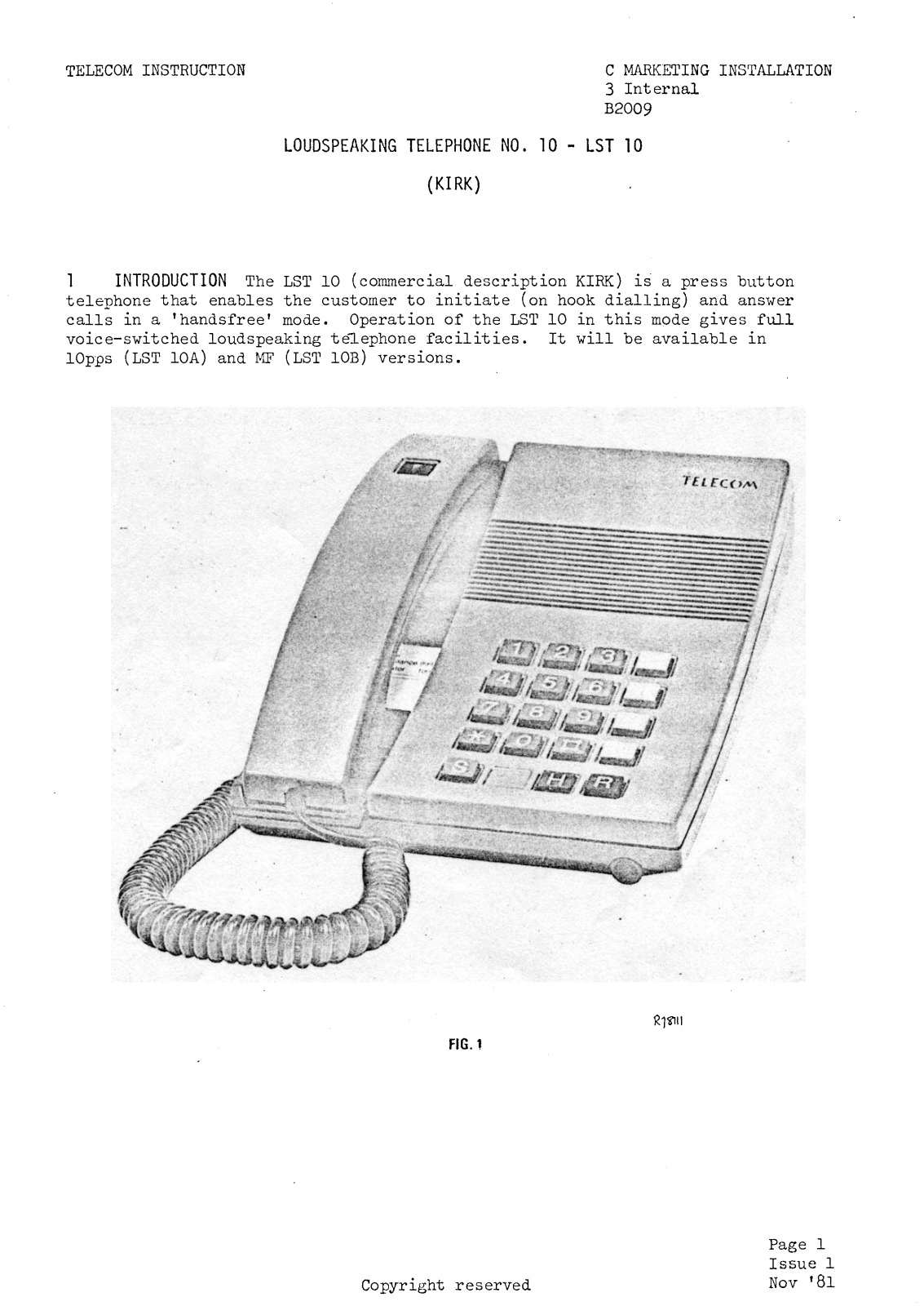 Telecom LST 10 Series, LST 10A, LST 10B, KIRK Series Instruction Manual - ManualMachine.com