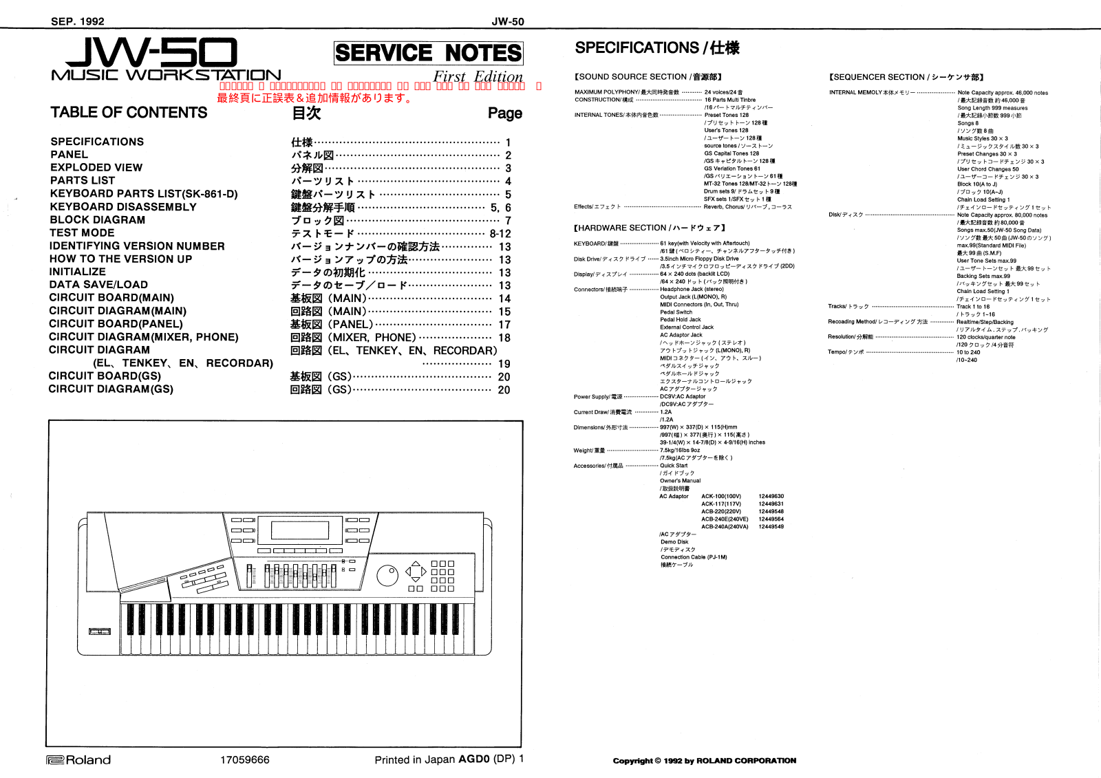 Roland JW-50 Service Manual