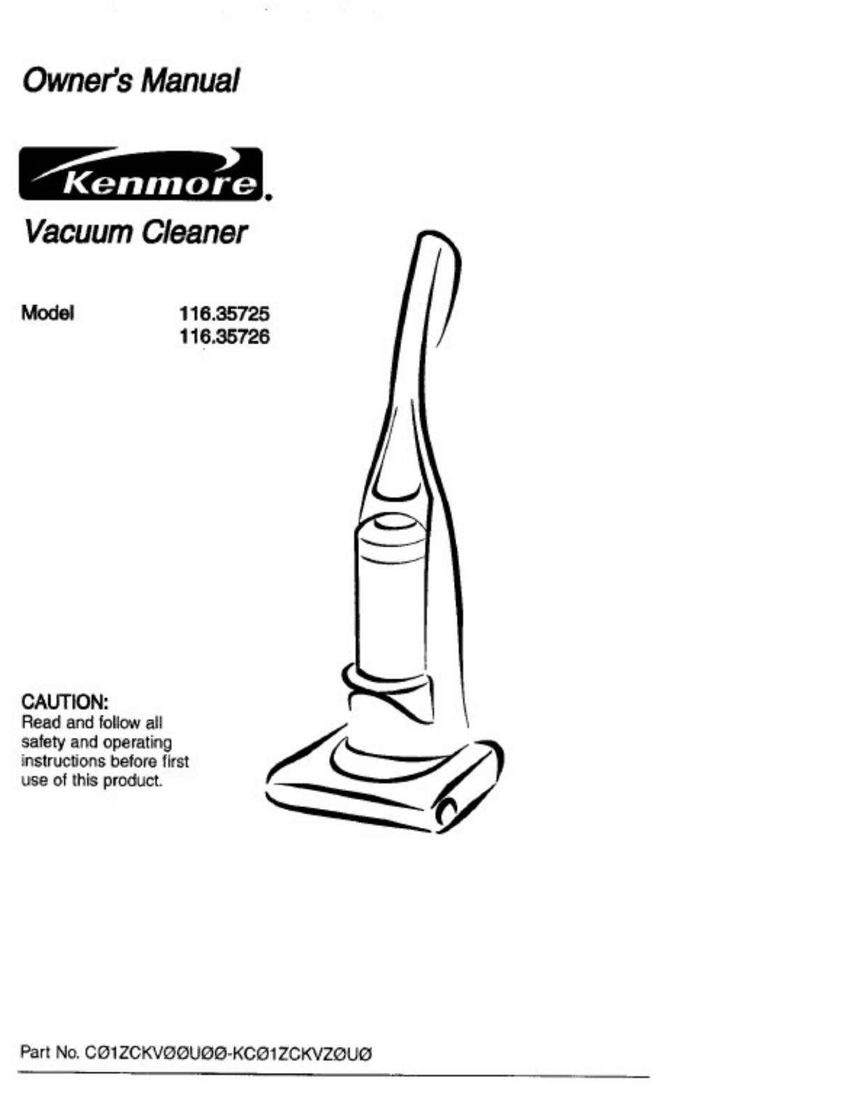 Kenmore 116.35726400 Owner's Manual