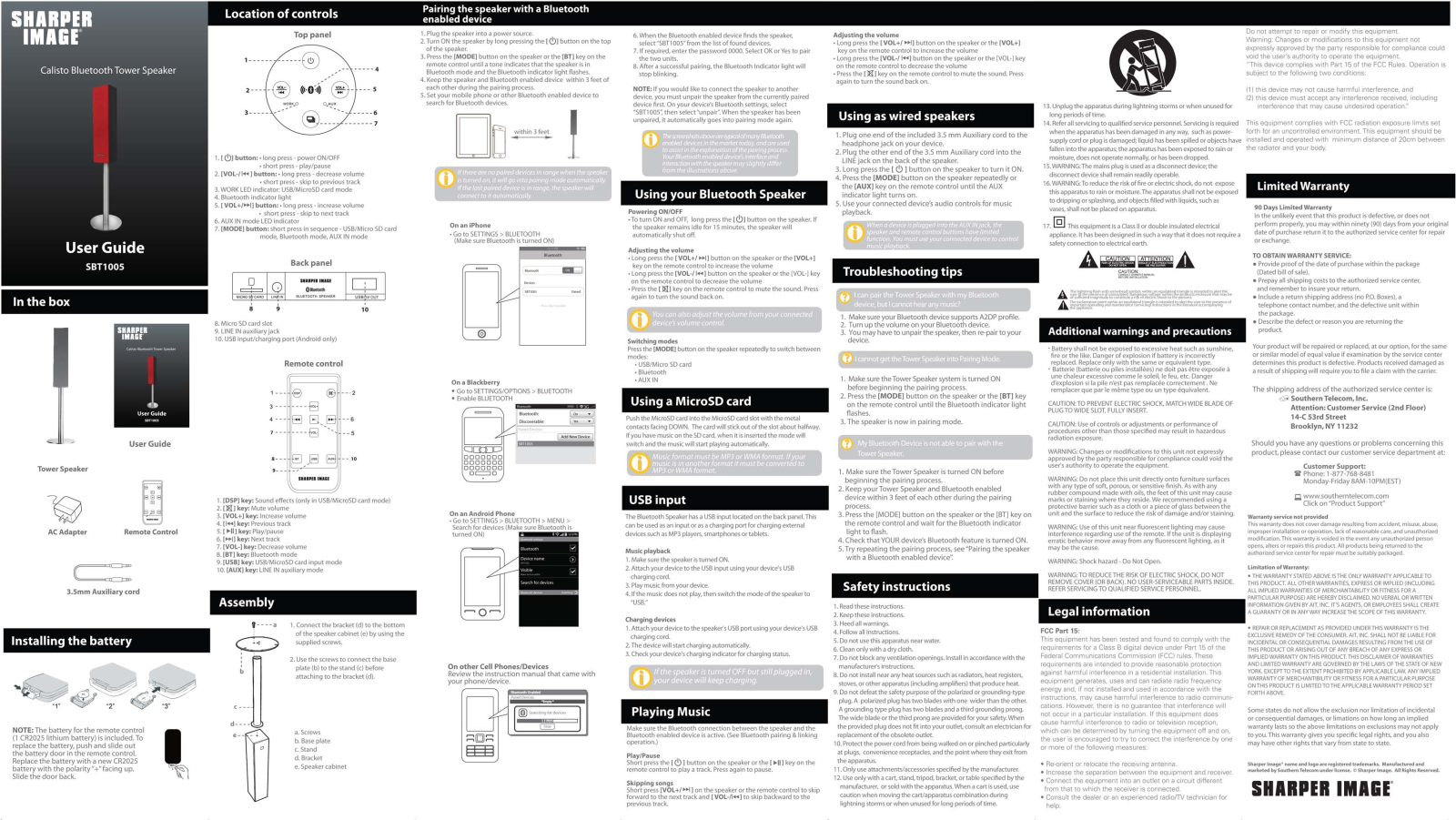 Sharper image SBT1005 User Manual